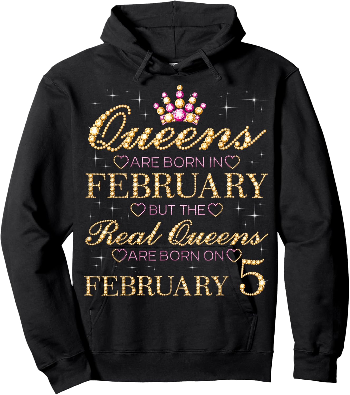 Real Queens are Born On February 5, 5th February Birthday Hoodie - Hoodie | Black