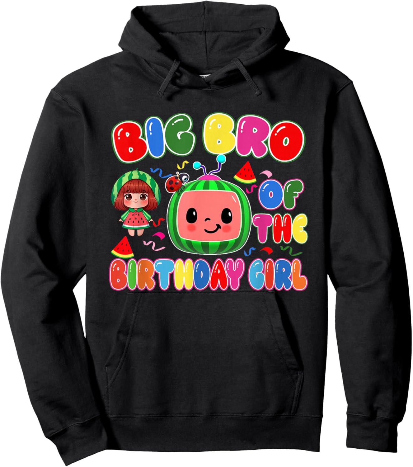 Big Bro of The Birthday Girl Melon Family Matching Funny Hoodie - Hoodie | Black