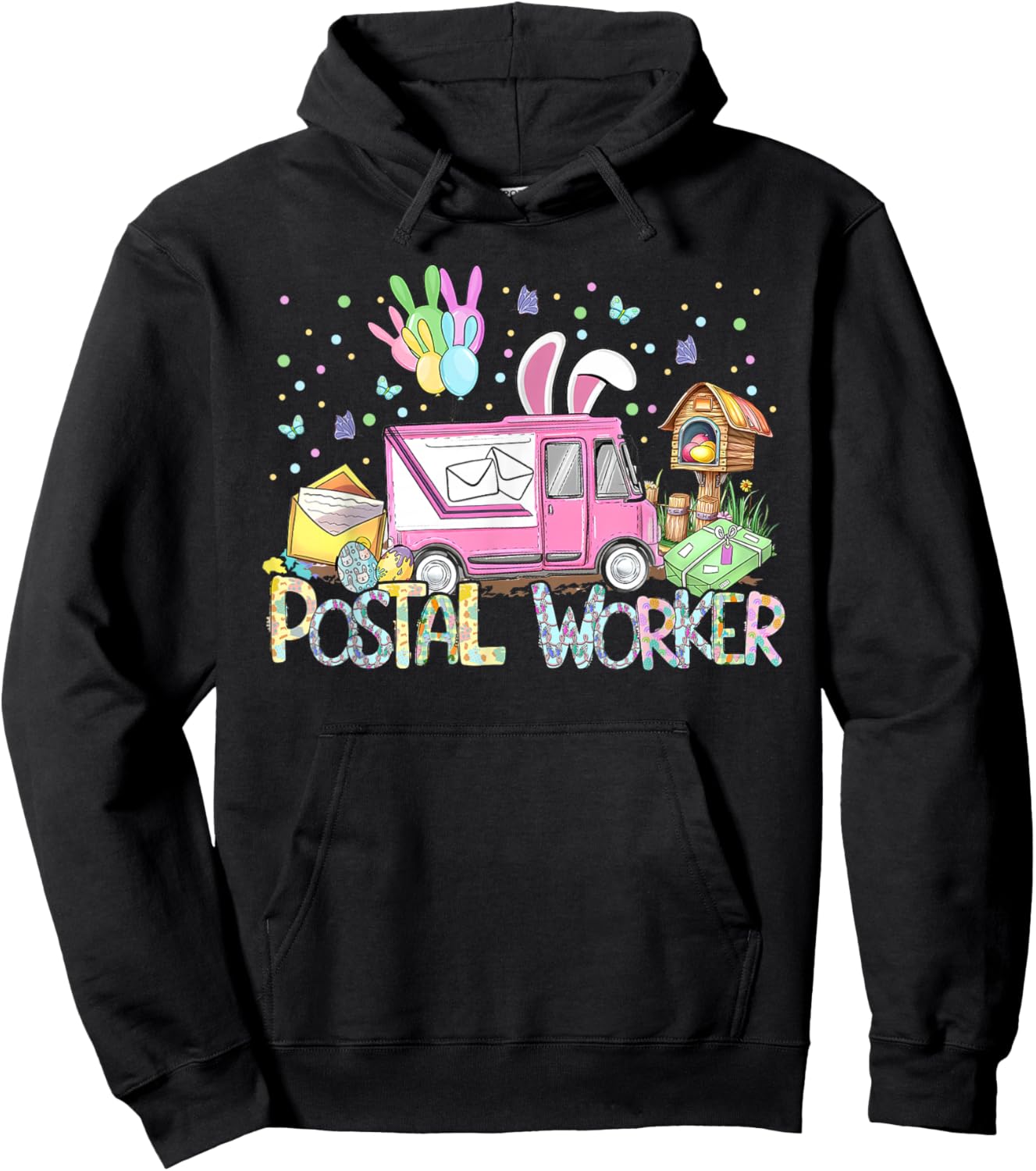 Postal Worker Easter Mail Carrier Easter Bunny Post Office Hoodie - Hoodie | Black