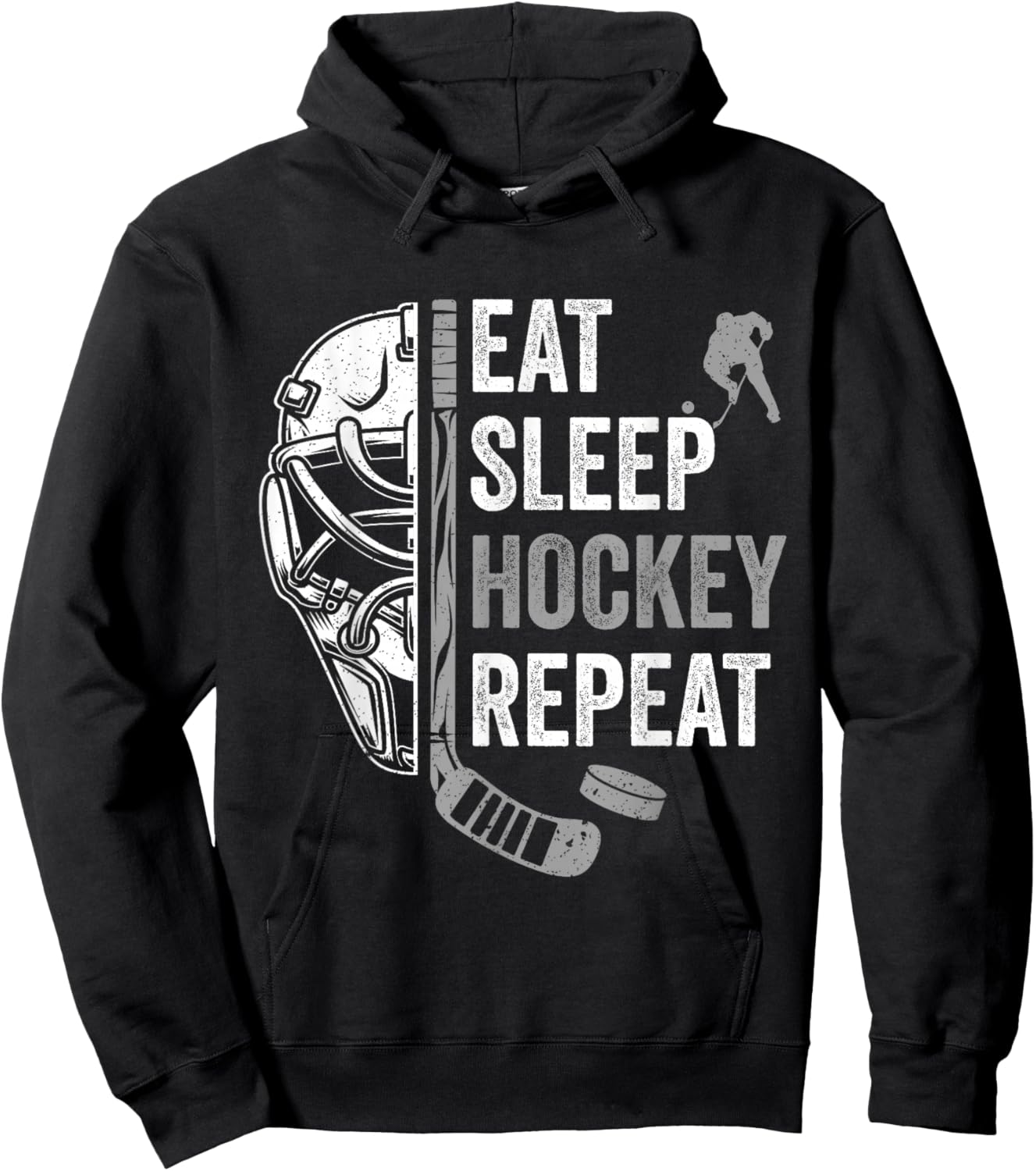 Eat Sleep Hockey Repeat Christmas Funny Hoodie - Hoodie | Black
