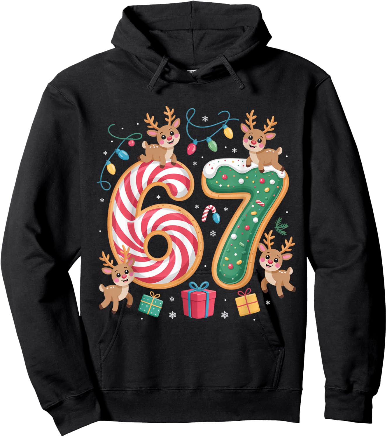 Christmas 67 Funny Xmas Six Seven Ugly Sweater 6-7 Hoodie - Hoodie | Black