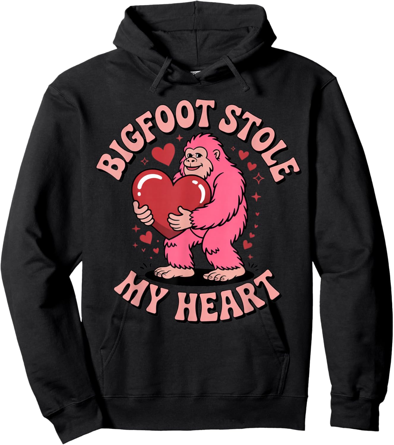 Bigfoot Stole My Heart Cute Valentine Love Humor Hoodie - Hoodie | Black