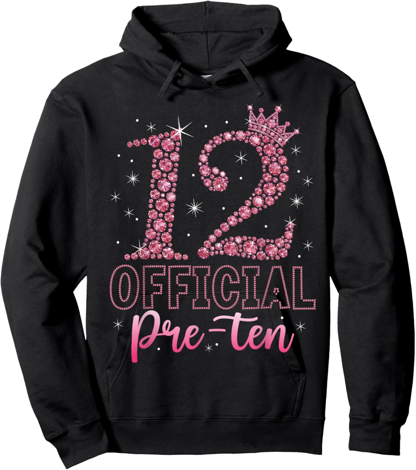 12 Official Pre-Teen Pink Crown Happy 12th Birthday for Girl Hoodie - Hoodie | Black