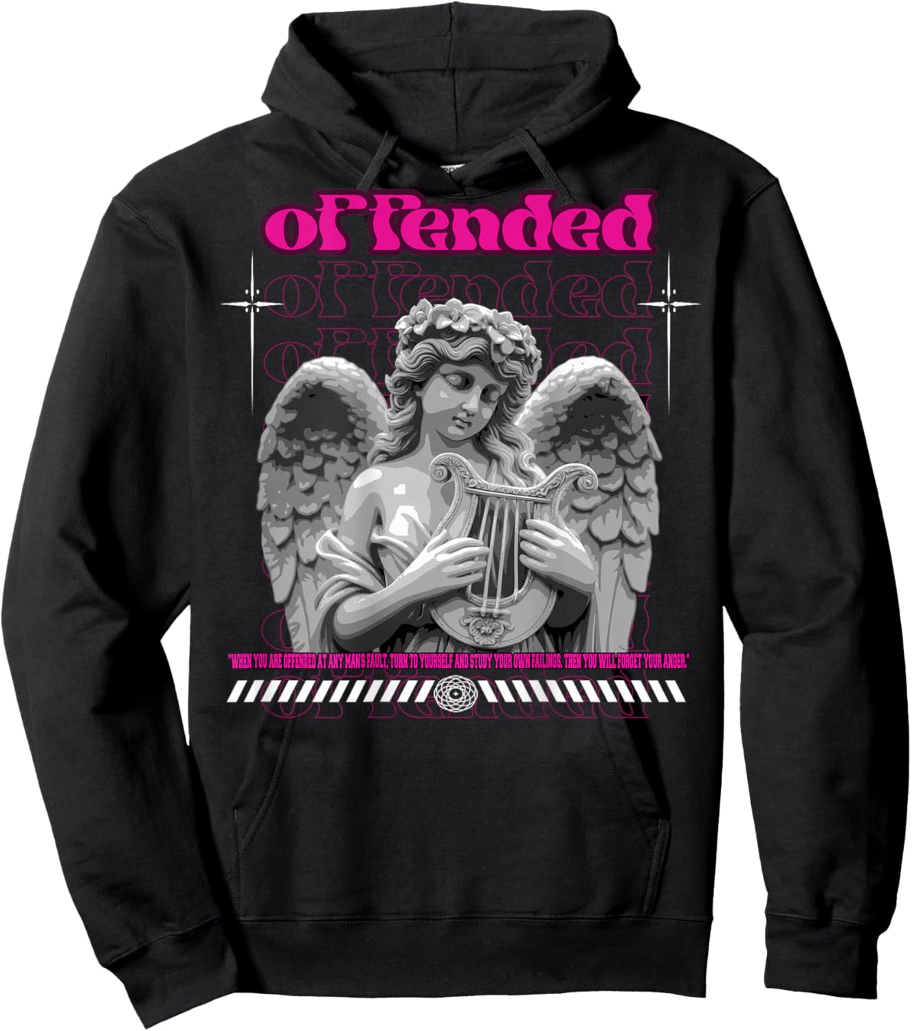 Y2K Angel Back Print Streetwear Aesthetic Hiphop Retro Urban Hoodie - Hoodie | Black