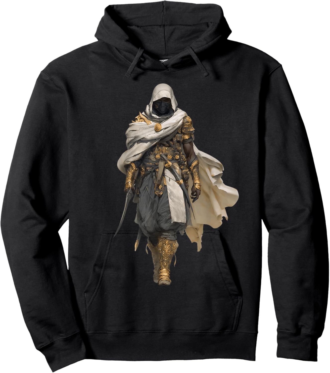 African Assassin Cloaked Desert Warrior White Cape Mythic Hoodie - Hoodie | Black