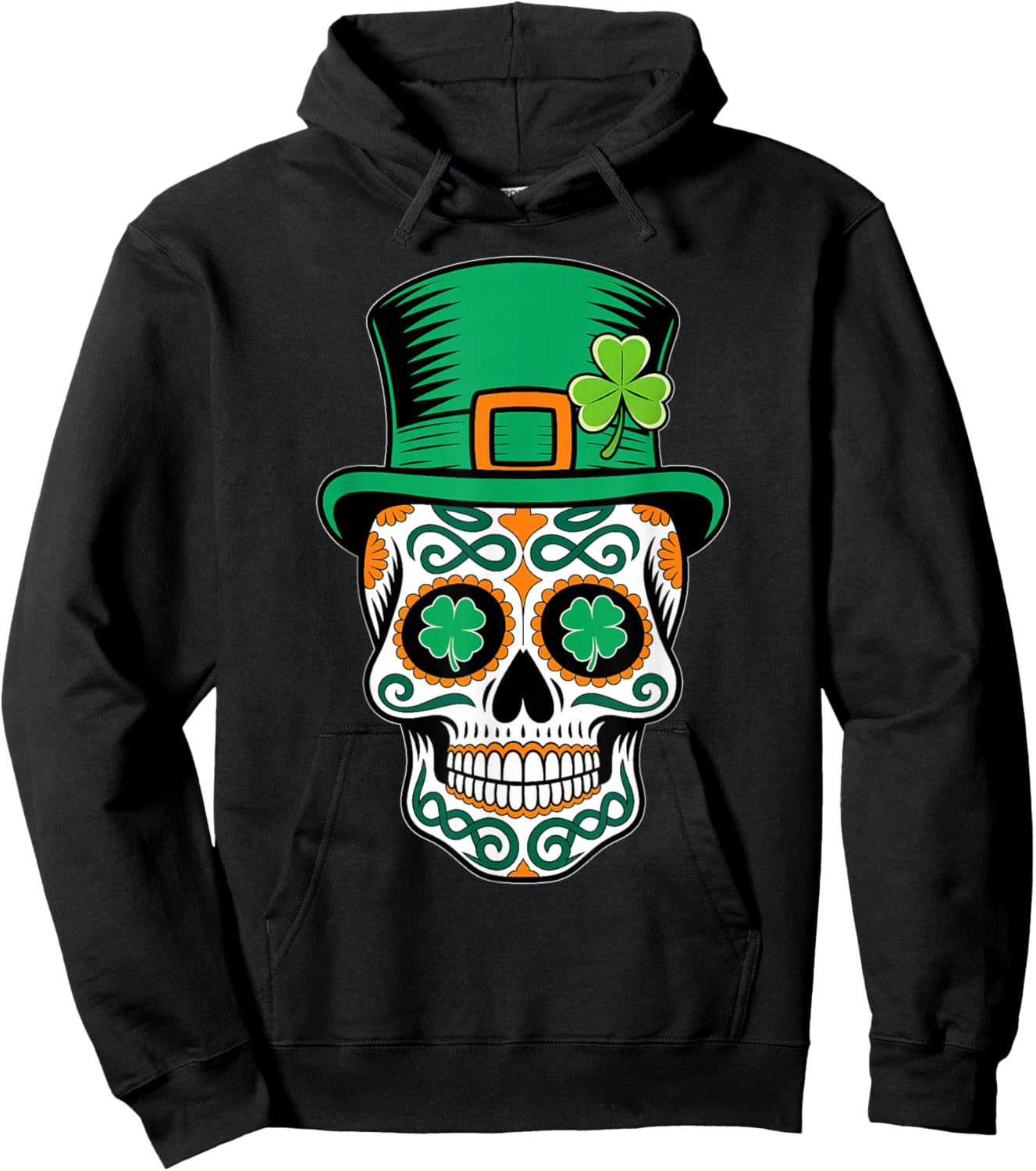 St Patricks Day Sugar Skull Saint Pattys Paddys Men Women Hoodie - Hoodie | Black