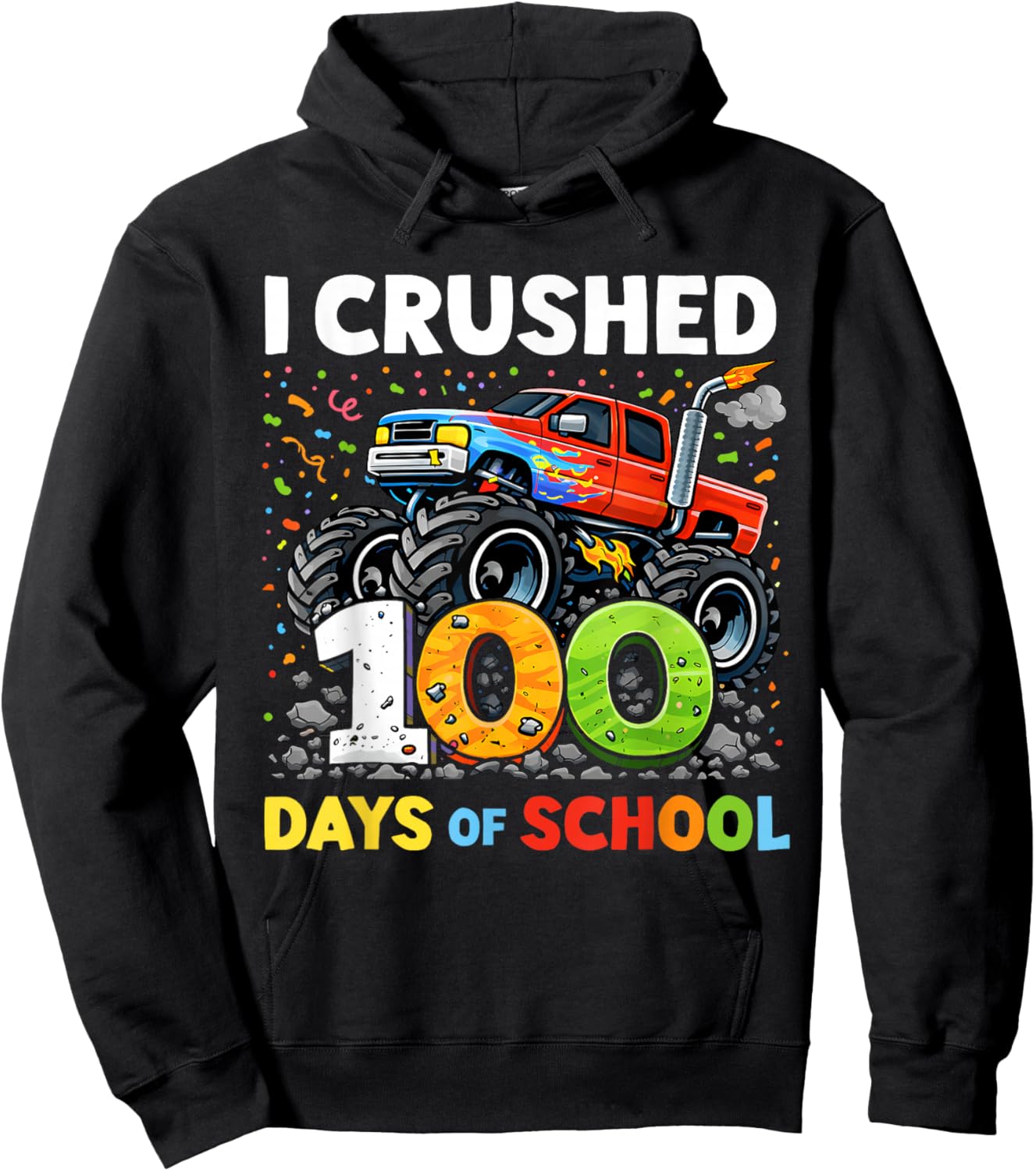 I Crushed 100 Days of School Boys Kids 100th Day of School Hoodie - Hoodie | Black