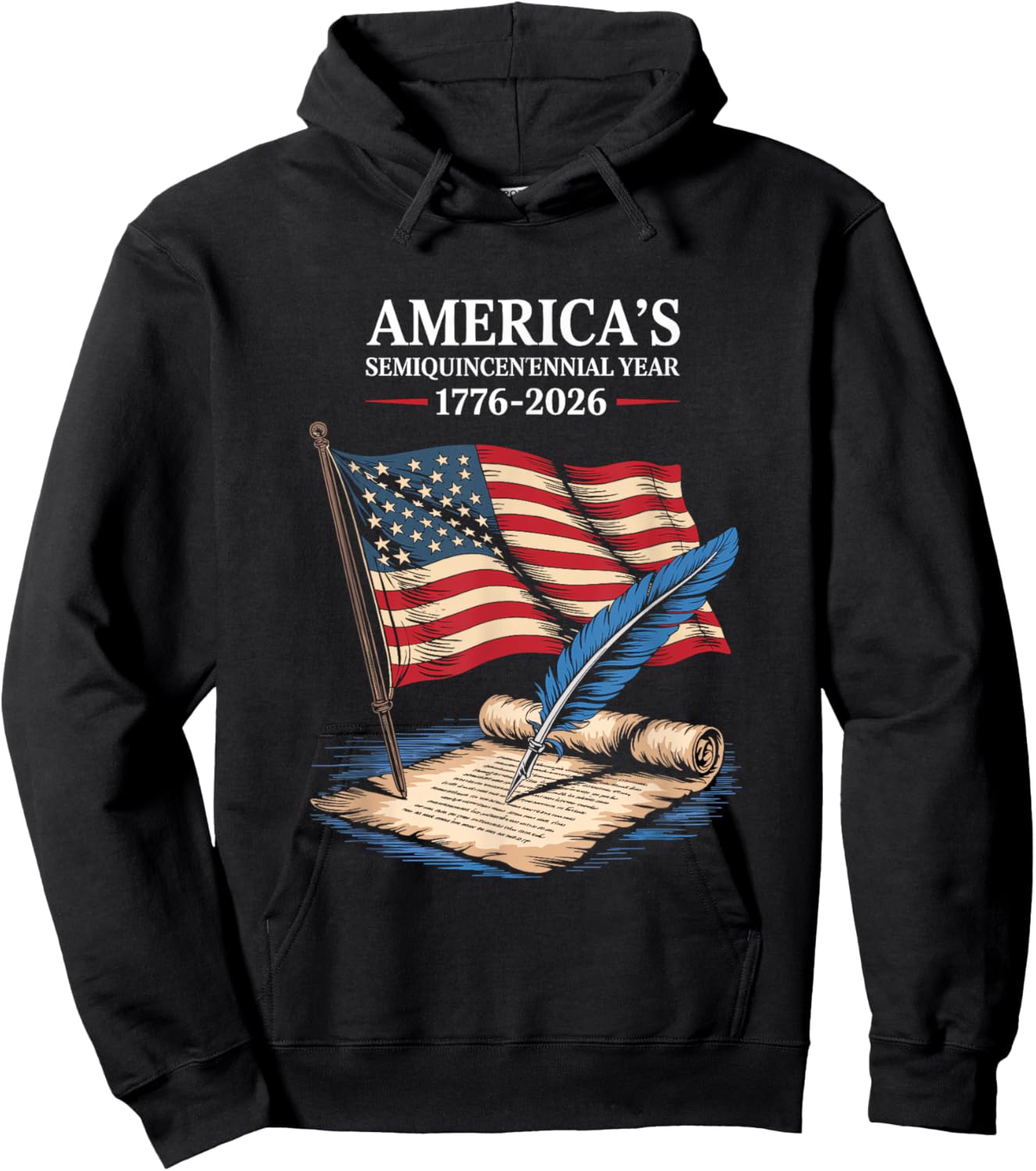 USA Flag 250 Years Independence Day 1776-2026 4th July Hoodie - Hoodie | Black