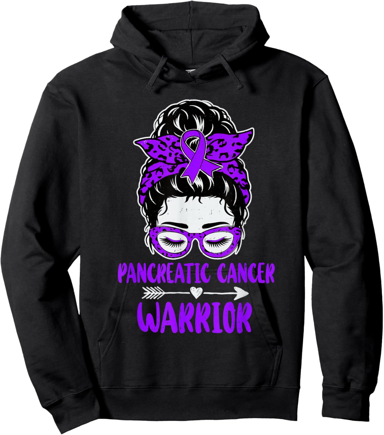 Pancreatic Cancer Warrior Awareness Ribbon Purple Hoodie - Hoodie | Black