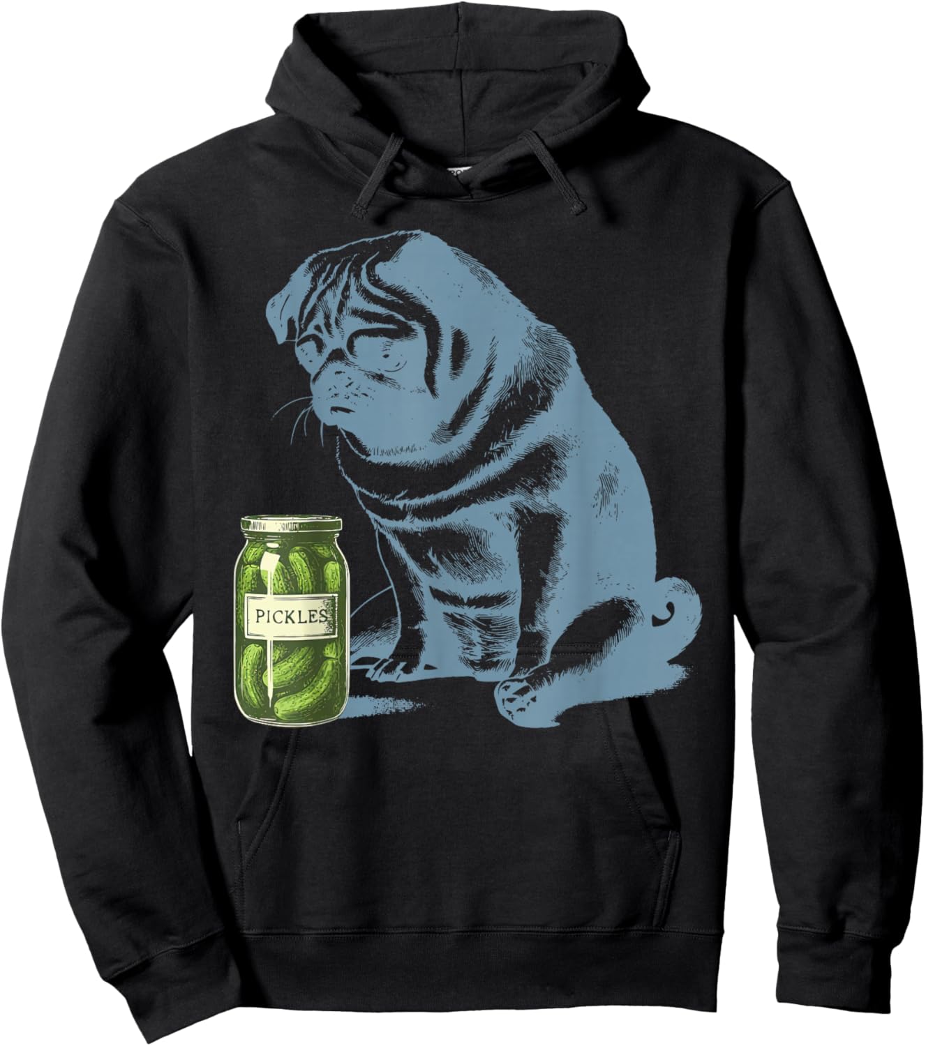 Vintage Pug Dog Pickle Jar Vegetarian Vegetable Pet Lover Hoodie - Hoodie | Black