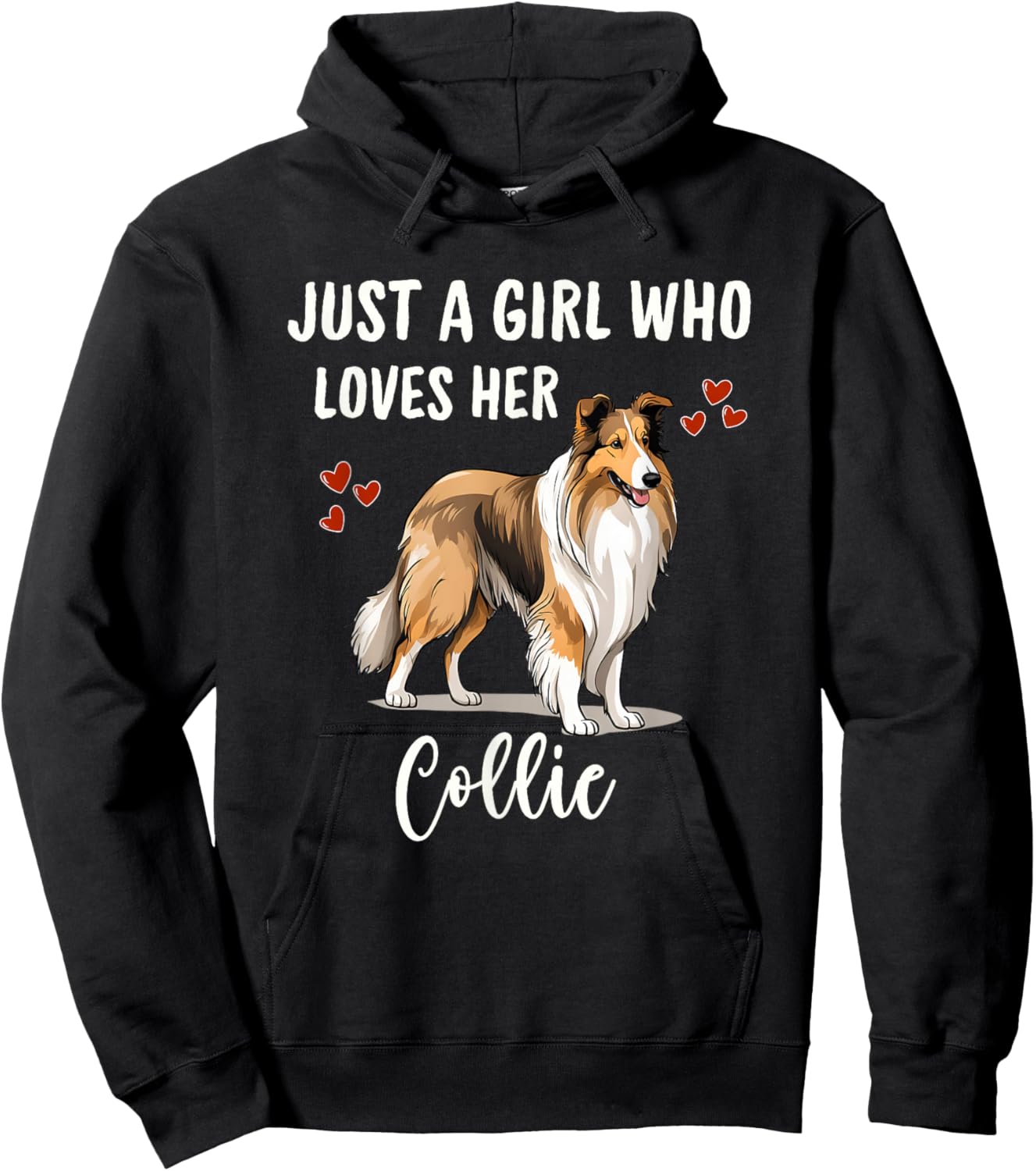 Just a Girl Who Loves Her Collie Pretty Rough Collie Hoodie - Hoodie | Black