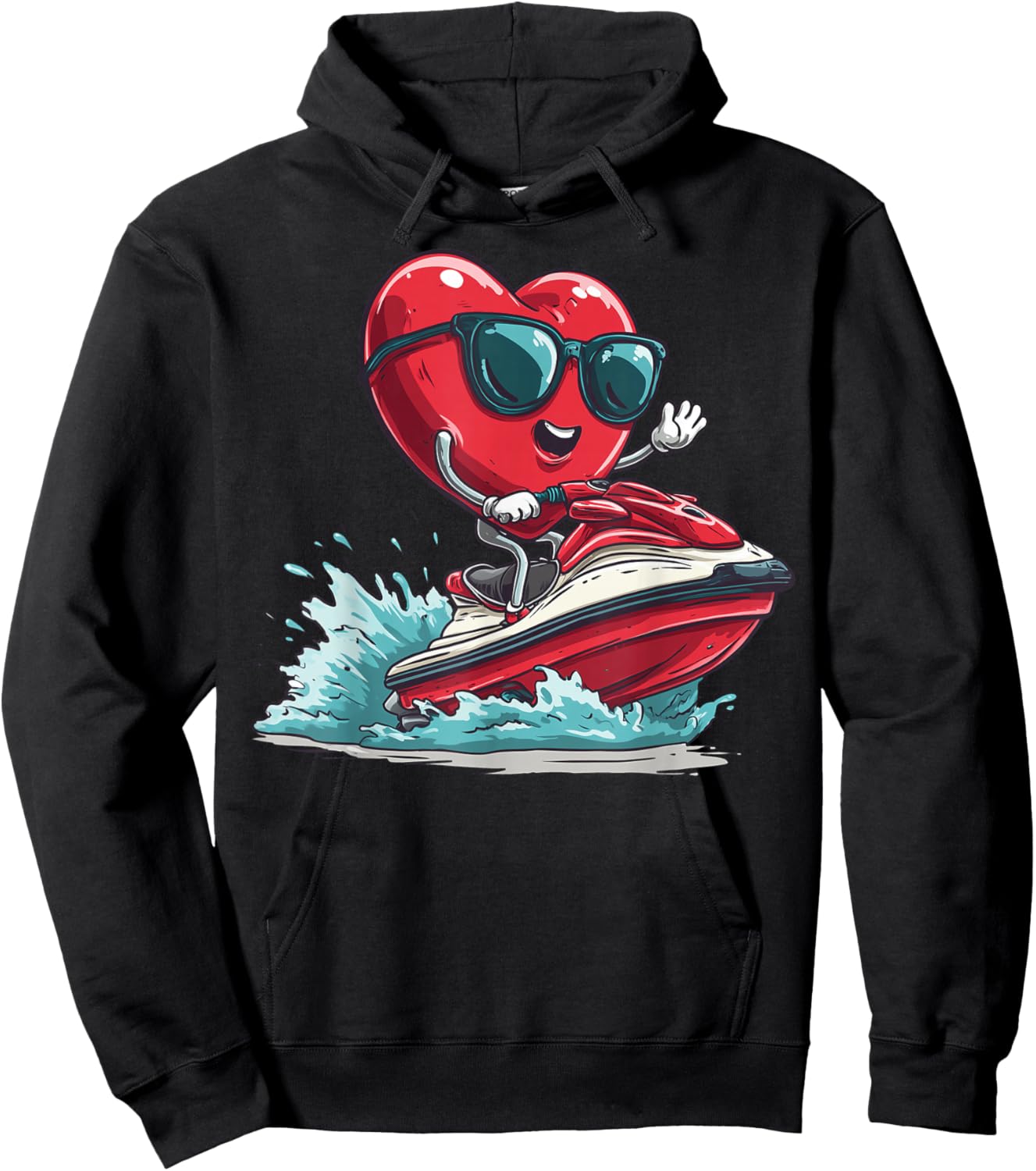 Jet Ski Heart Jet Skiing Valentine's Day Sunglasses Hoodie - Hoodie | Black