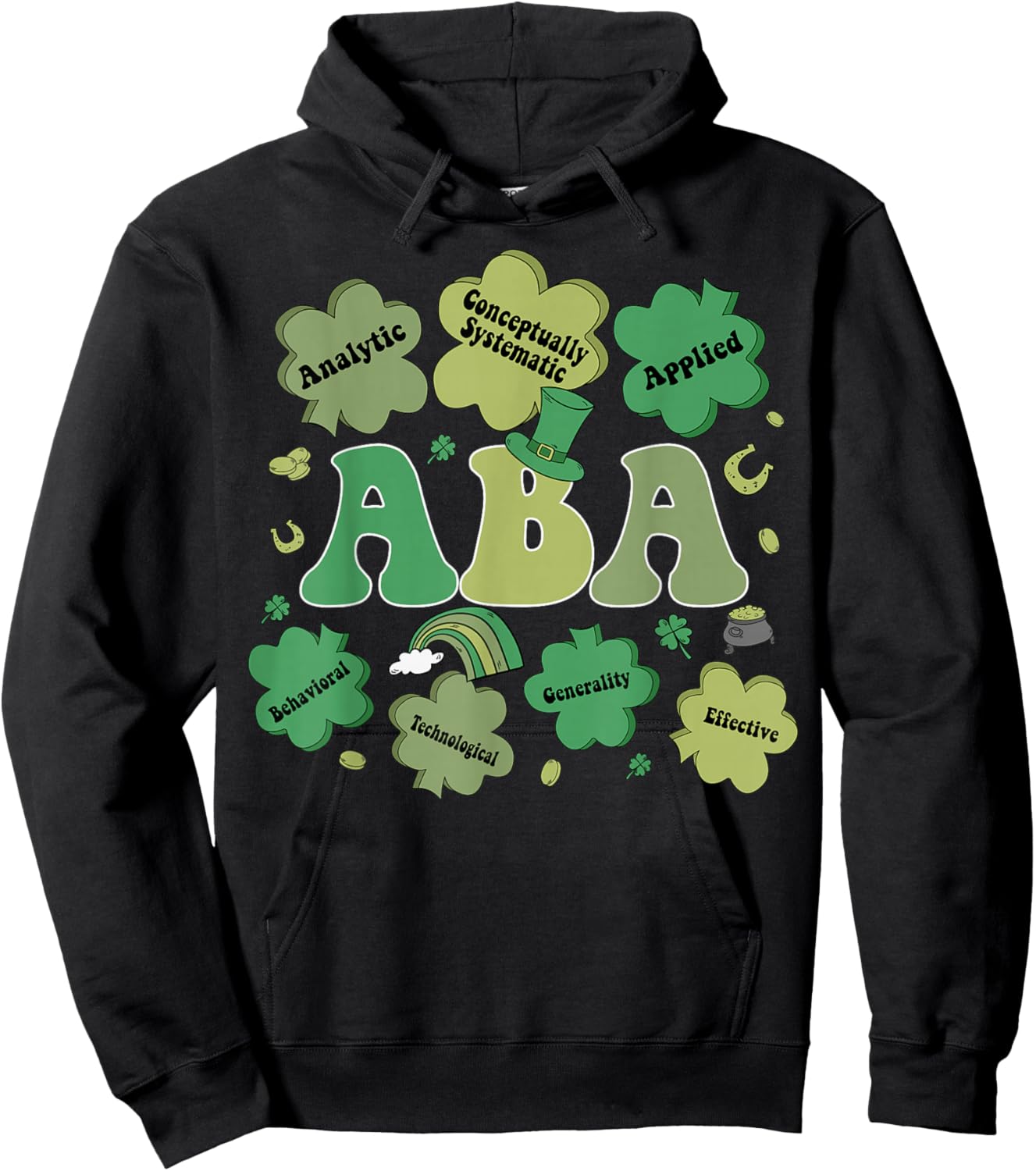 ABA Therapy Shamrock Lucky Therapist St Patricks Day Hoodie - Hoodie | Black