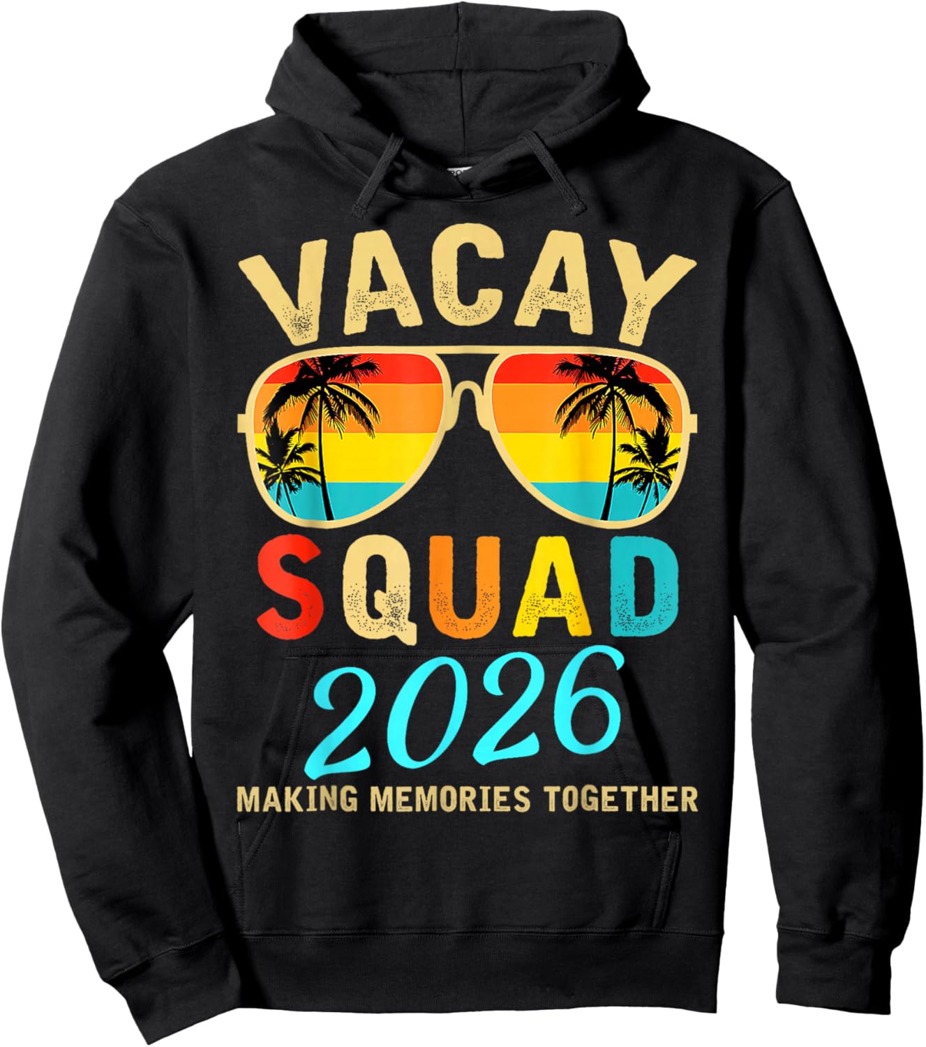 Vacay Squad 2026 Summer Vacation Family Friends Trip Palm Hoodie - Hoodie | Black