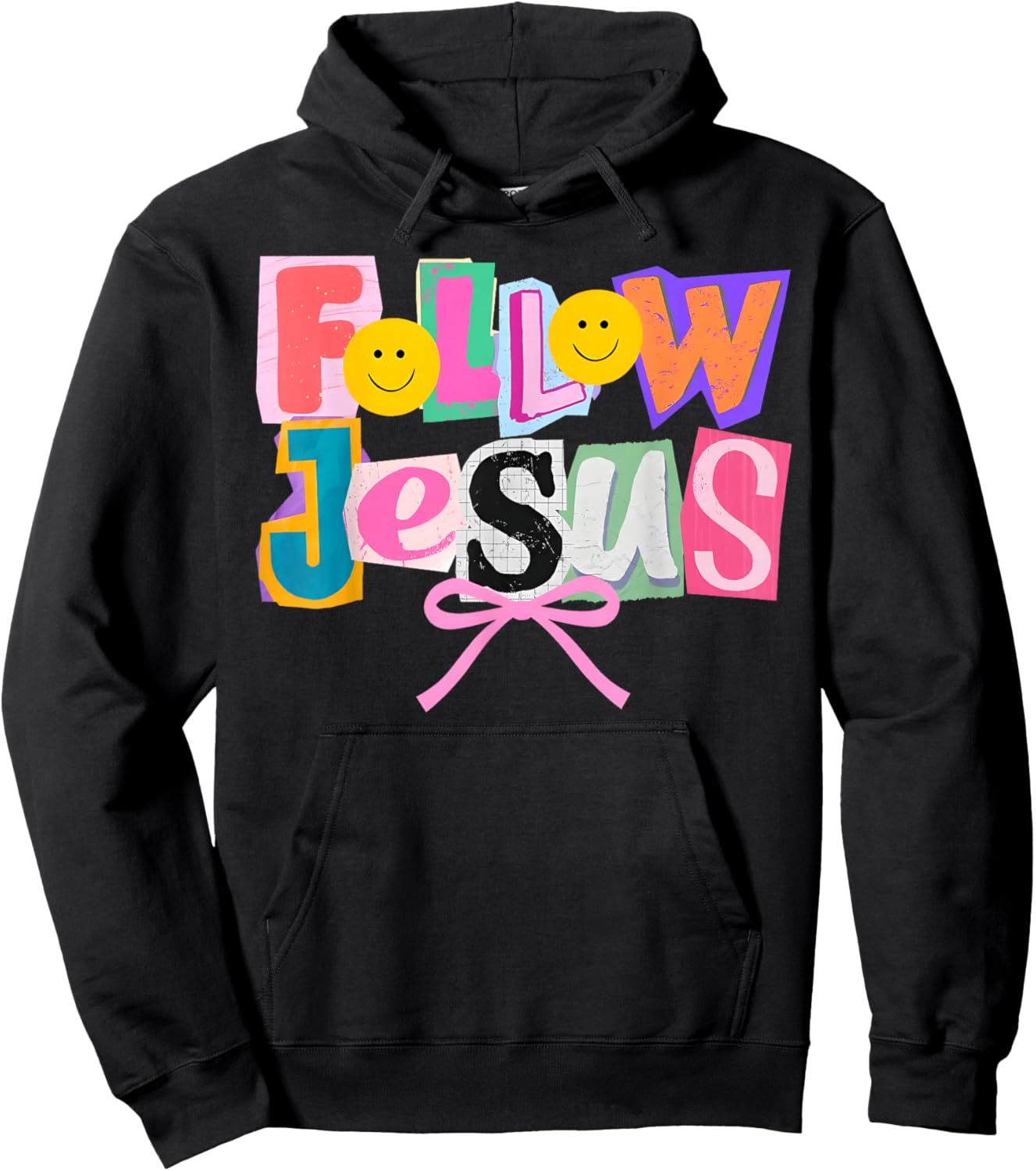 Retro Coquette Cute Follow Jesus Bible Verse Faith Christian Hoodie - Hoodie | Black