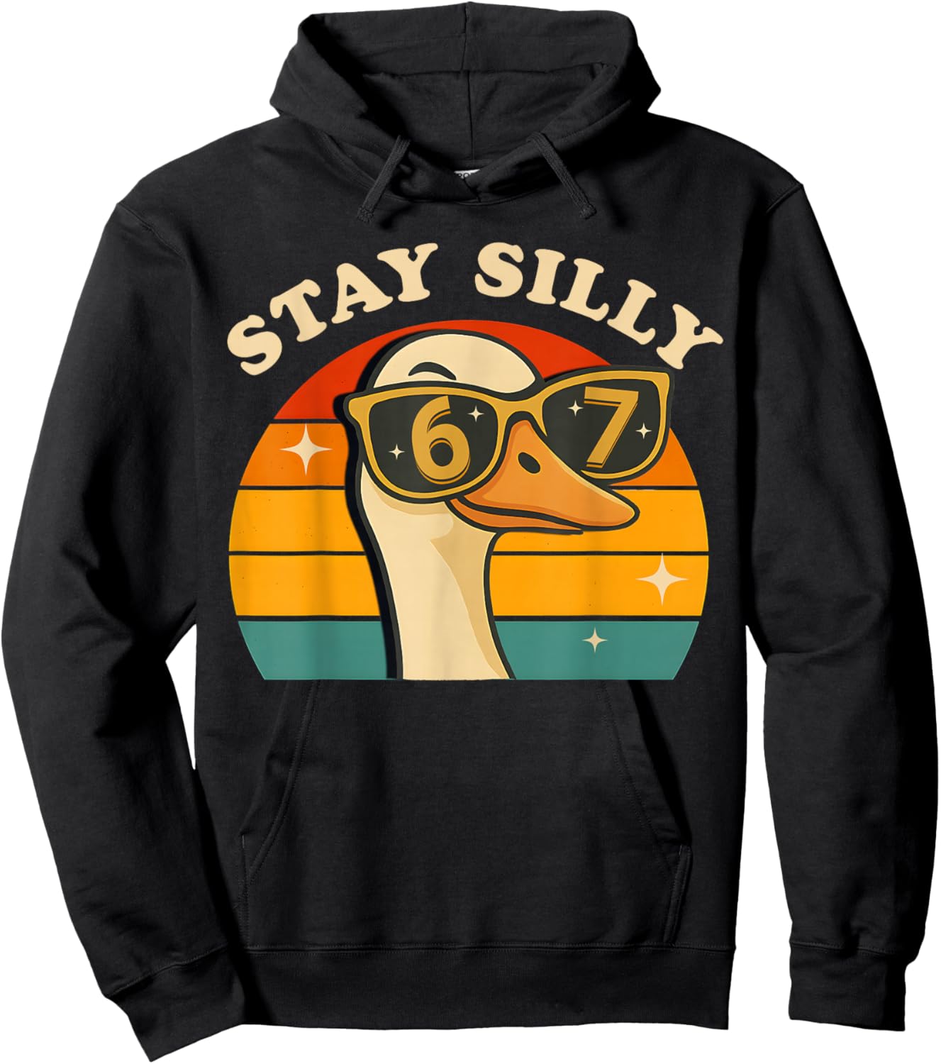 Funny Silly Goose 67 Boys Kids 6 7 Meme Six Seven Retro 70s Hoodie - Hoodie | Black