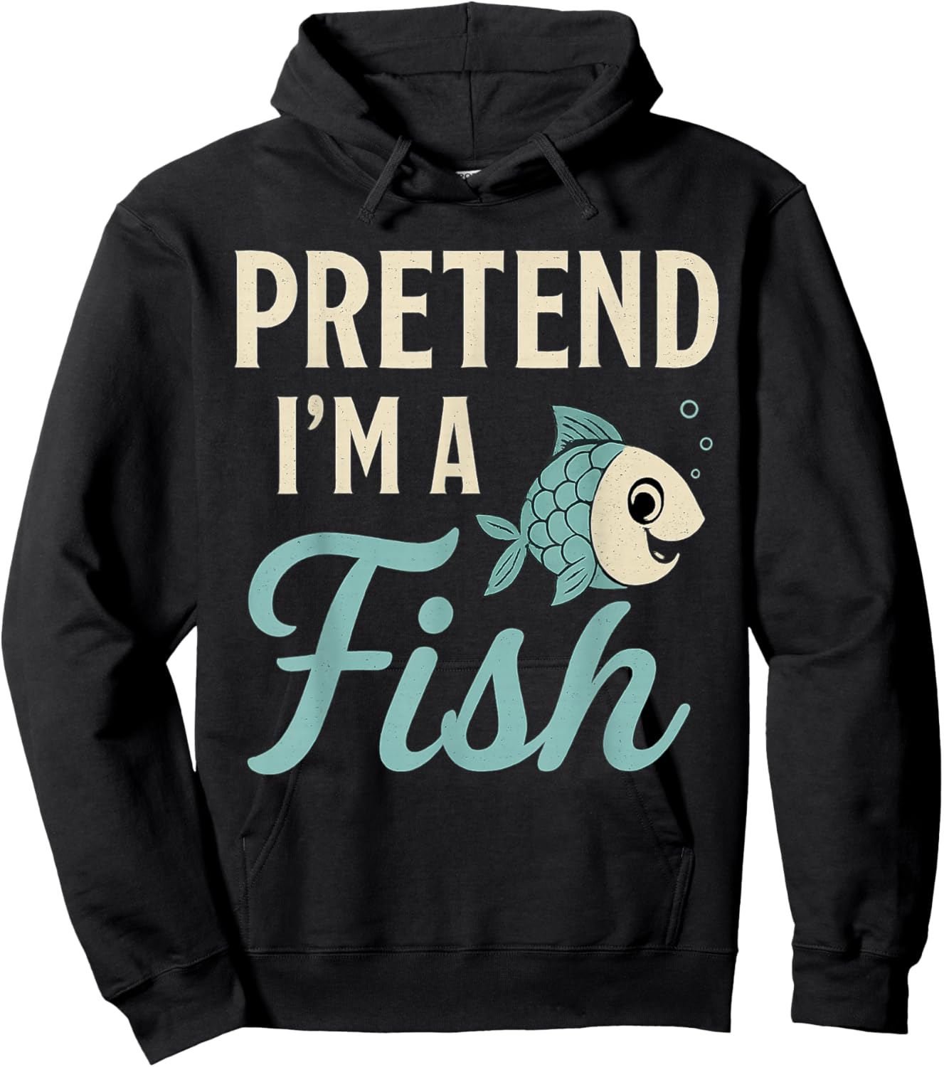 Pretend I'm A Fish Funny Lazy Costume Party Easy Halloween Hoodie - Hoodie | Black