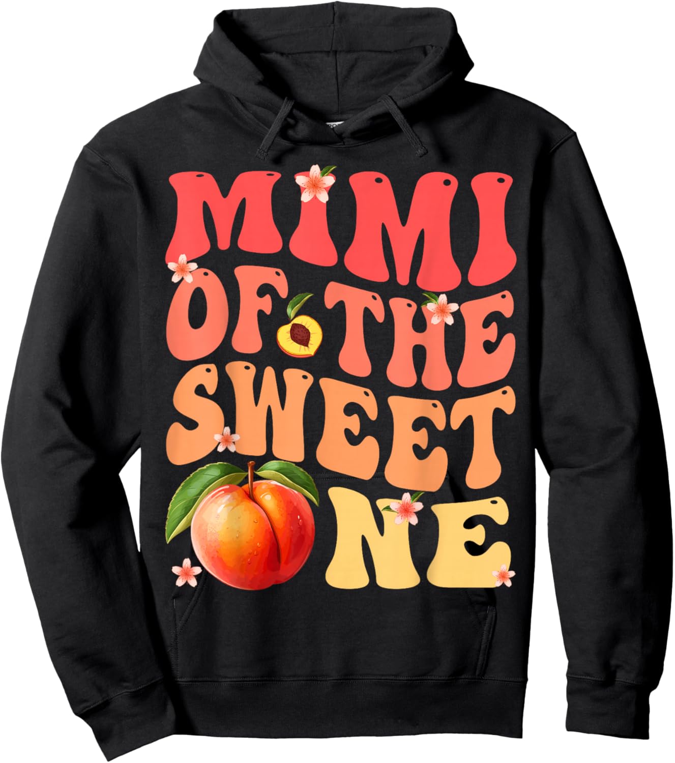 Mimi of The Sweet One 1St Birthday Girl Peach Groovy Hoodie - Hoodie | Black