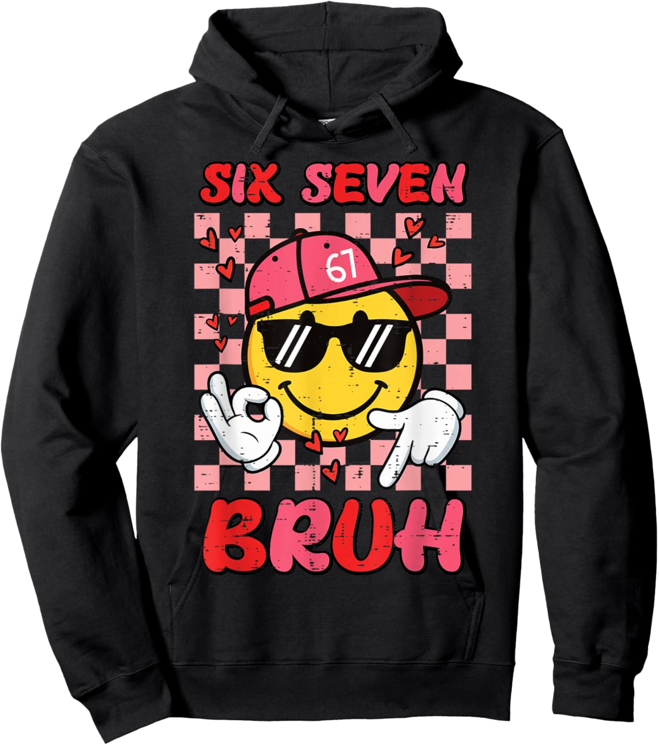 6 7 Valentines Day Six Seven Bruh 67 Meme Kids Boys Youth Hoodie - Hoodie | Black