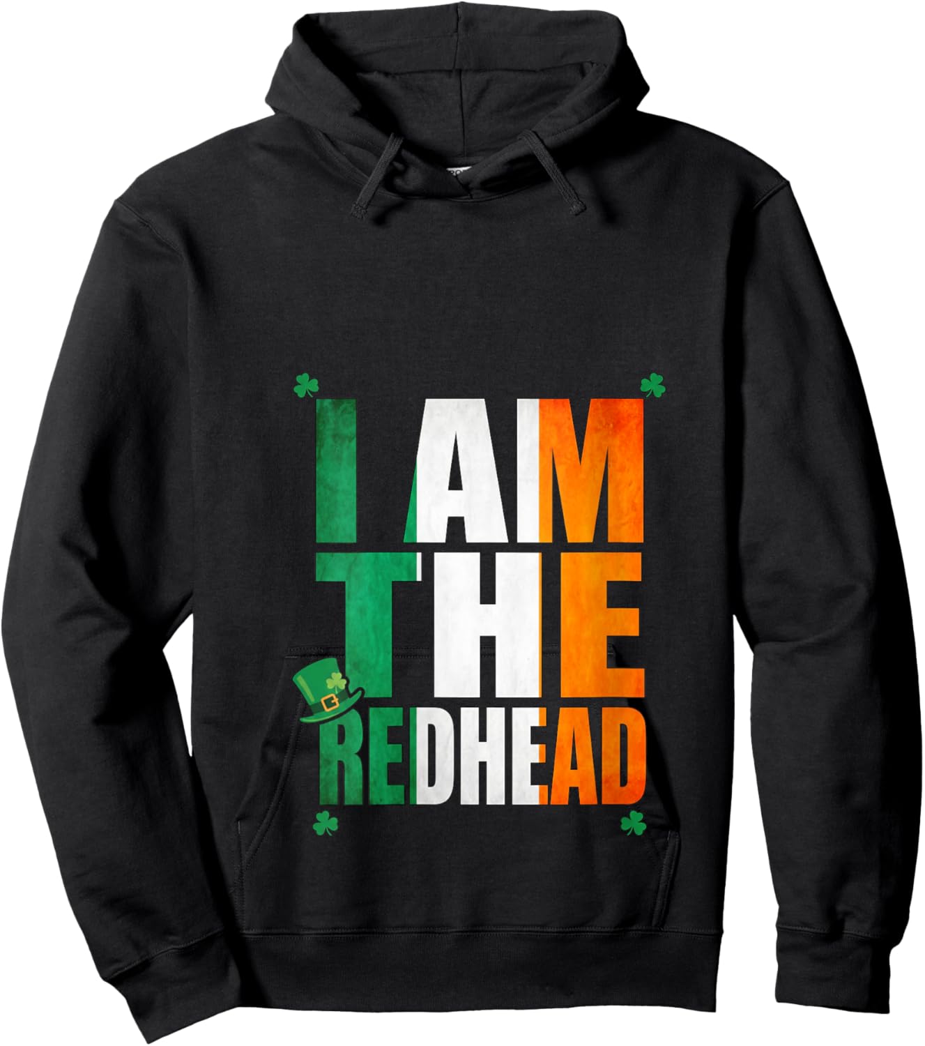 Women's Irish Flag I am The Redhead St Patrick’s Day Leprechaun Hat V-Neck Hoodie - Hoodie | Black