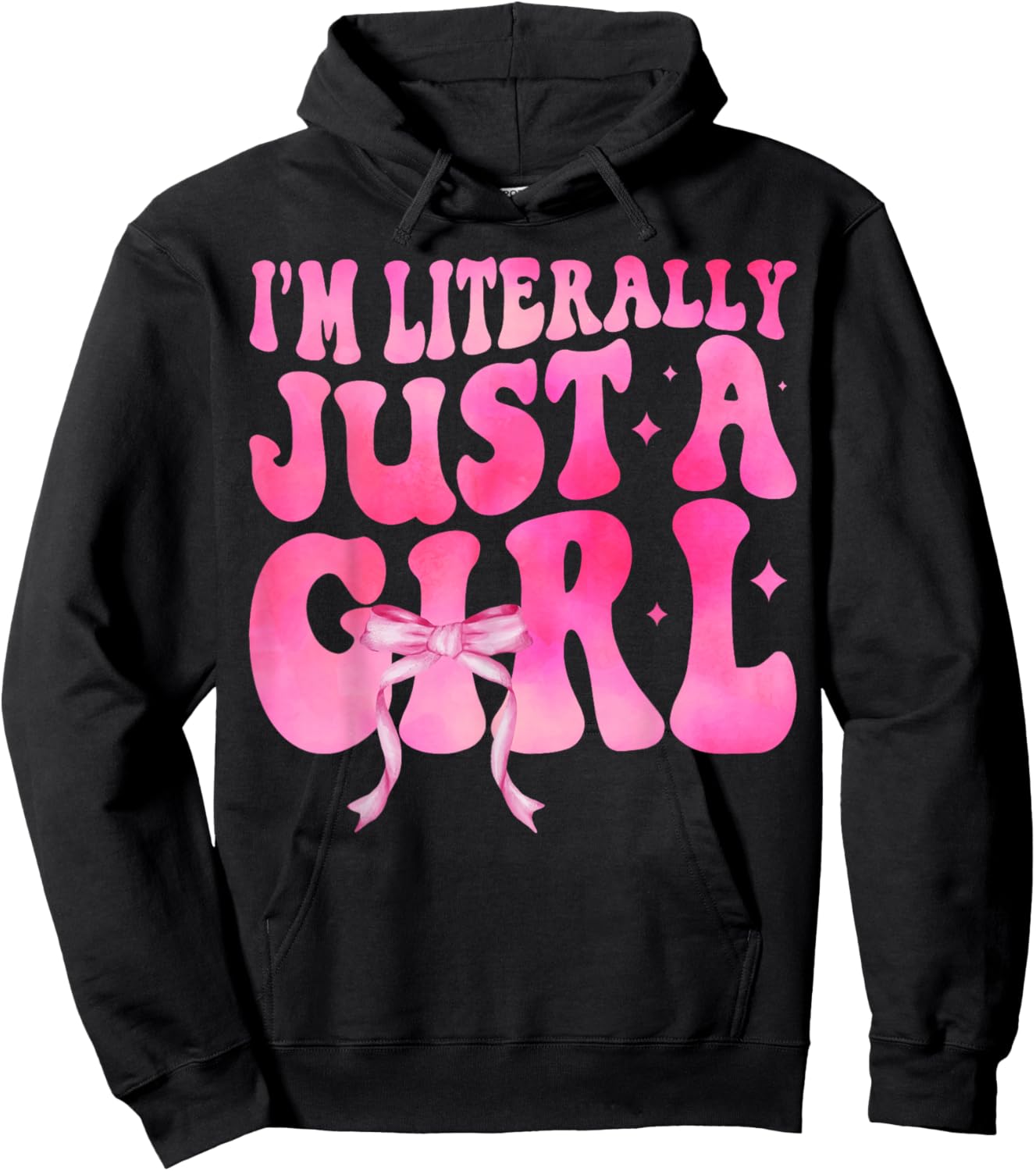 I'm Literally Just A Girl Pink Coquette Bow Ribbon Women Hoodie - Hoodie | Black