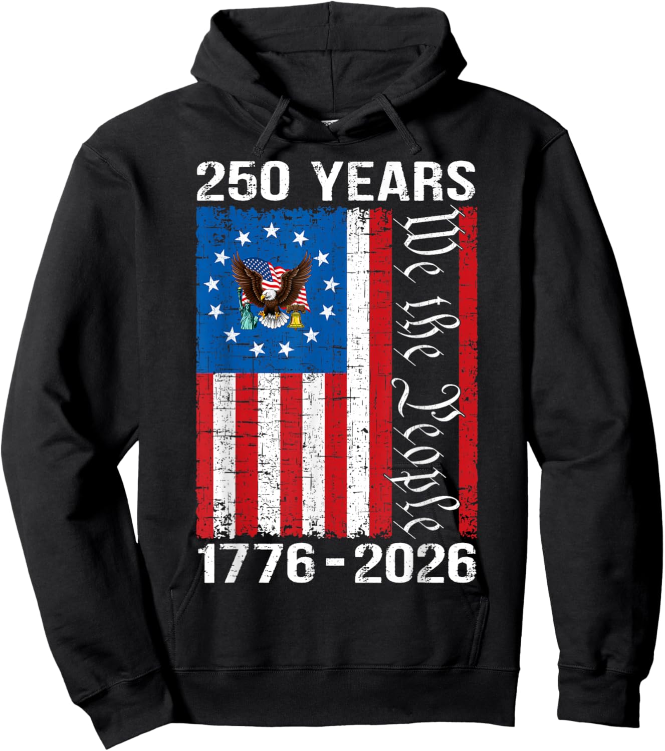 250 Years American 250th Anniversary USA US Flag 4th of July Hoodie - Hoodie | Black