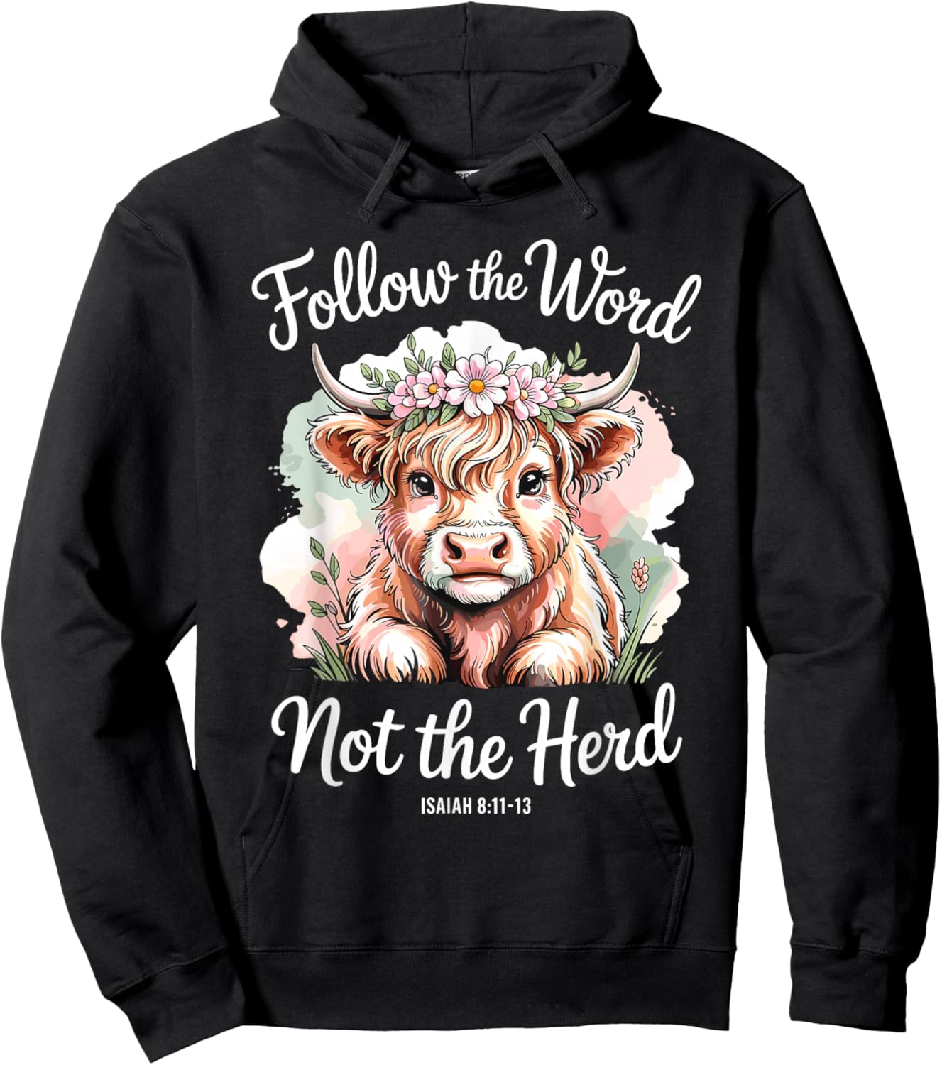 Follow the Word Not the Herd Christian Cow Bible Verse Hoodie - Hoodie | Black