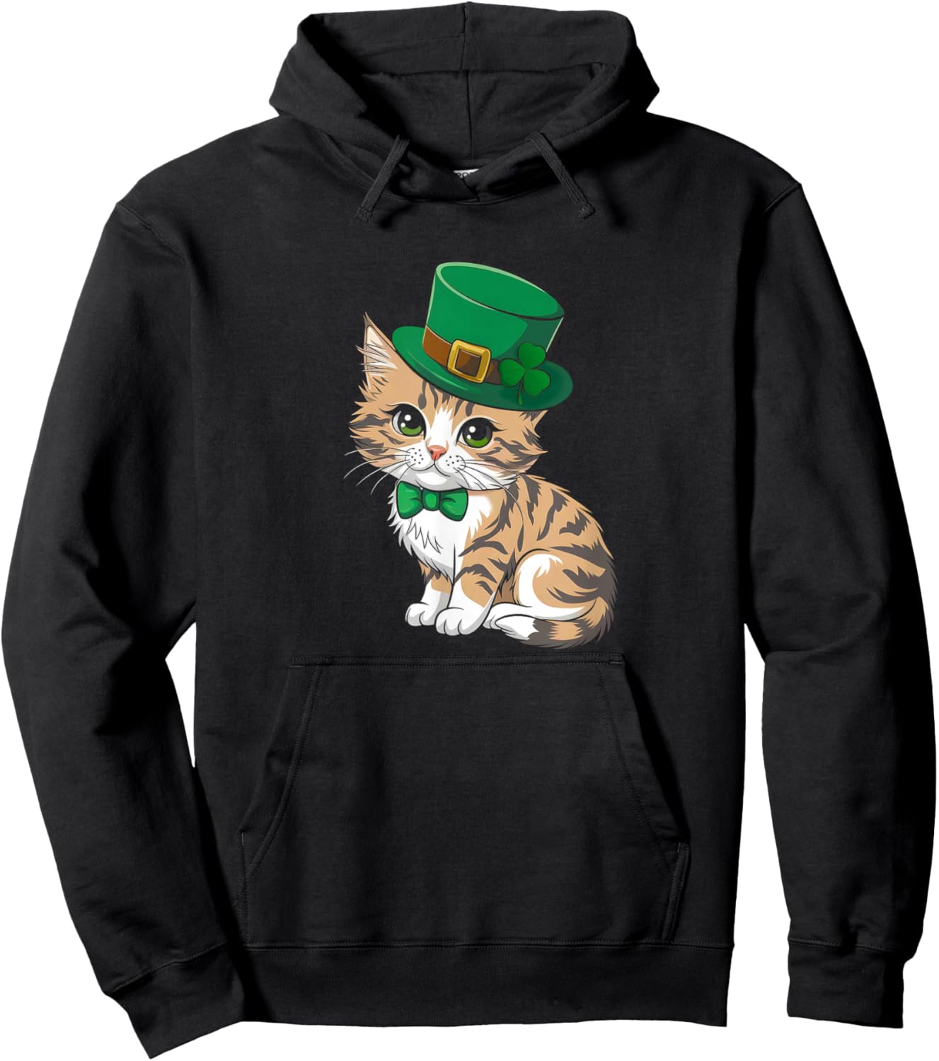 Cute Cat St Patricks Day Lucky Shamrock Saint Pattys Day Hoodie - Hoodie | Black