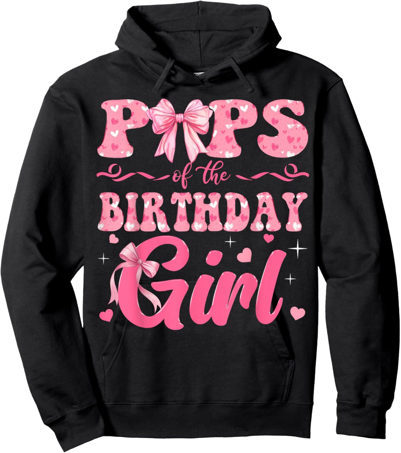 Pops of The Birthday Girl Family Pink Coquette Bow Hoodie - Hoodie | Black