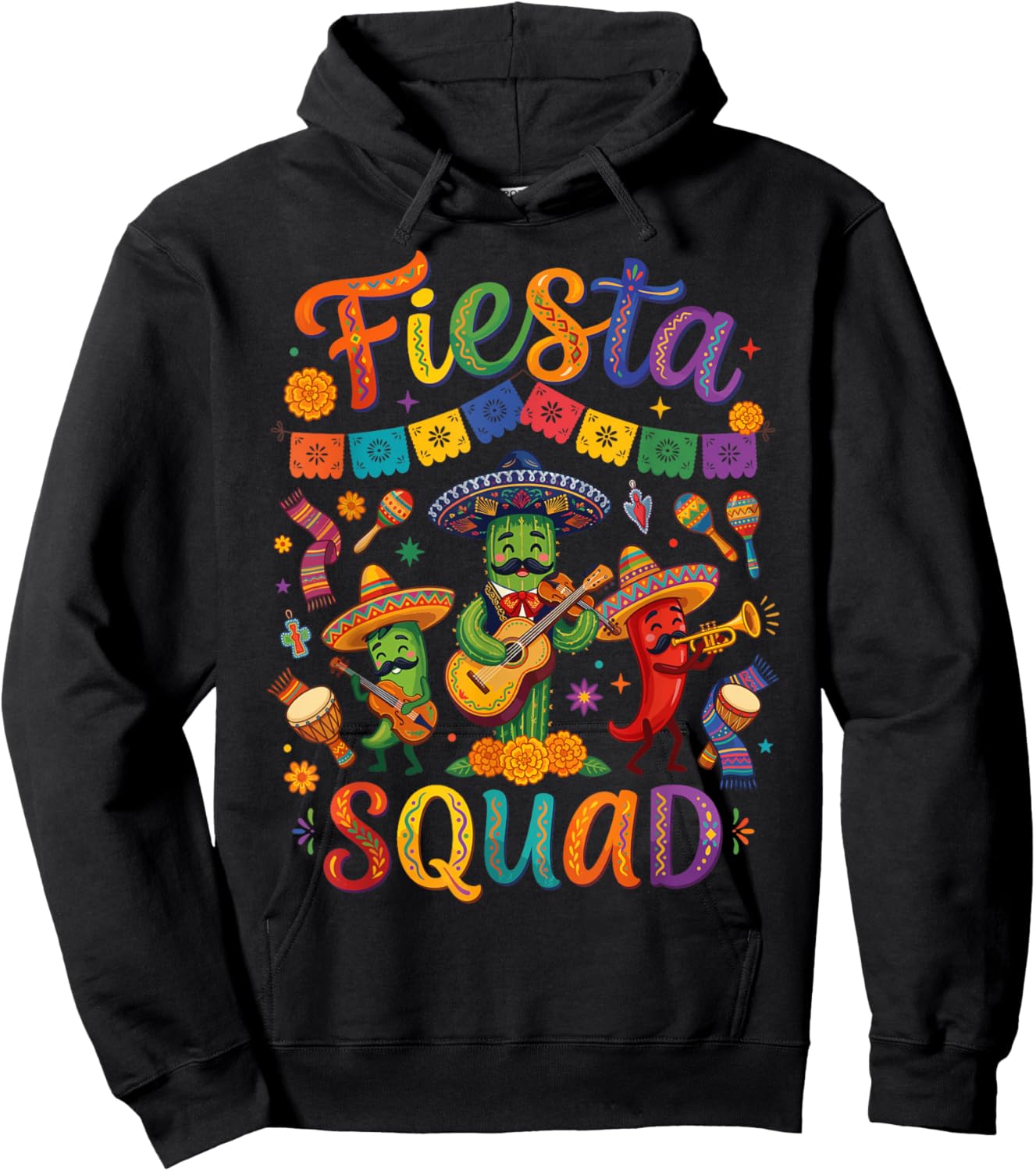 Fiesta Squad Funny Cinco De Mayo Hoodie - Hoodie | Black