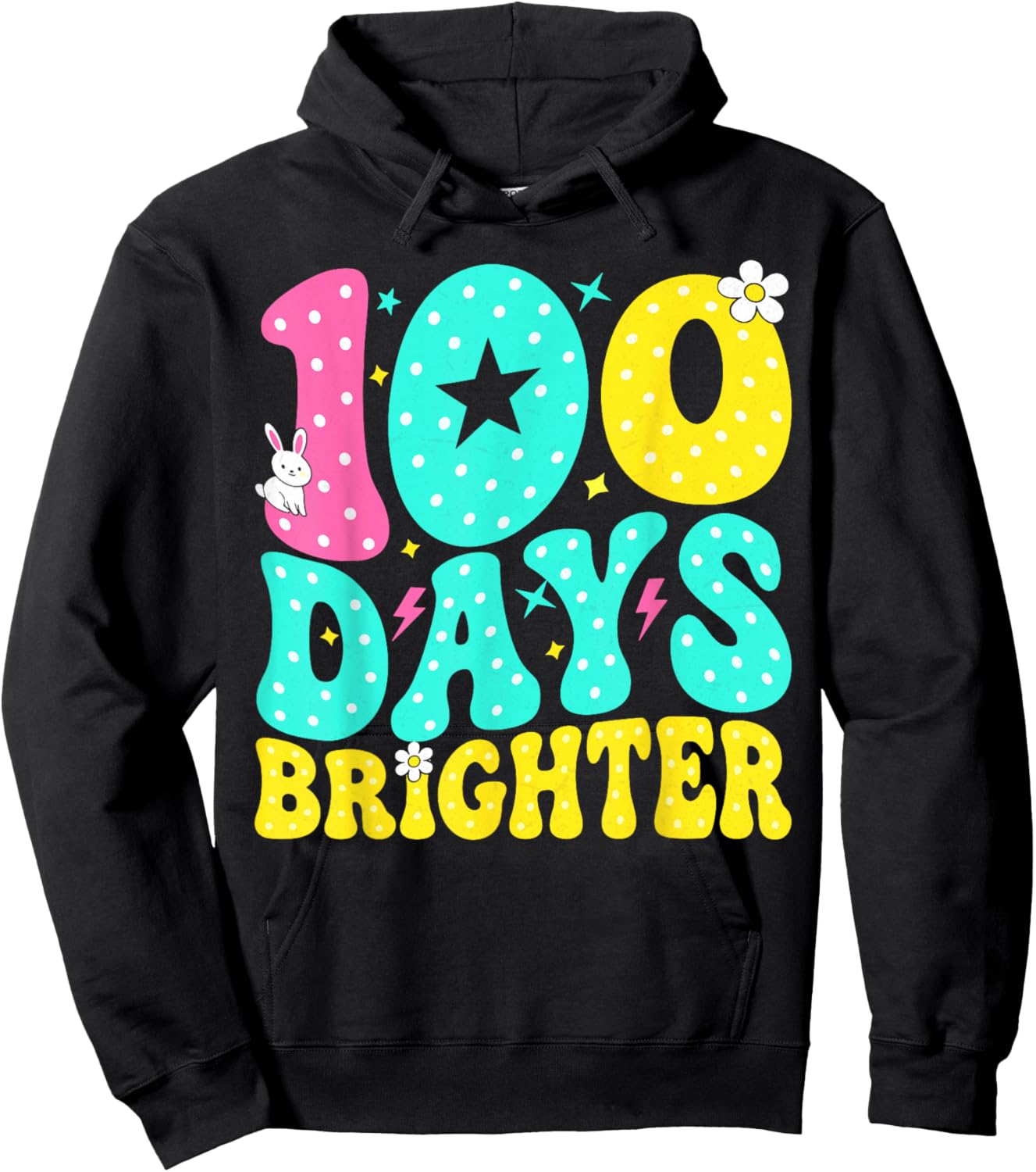 Preppy 100 Days Brighter Groovy 100th Day of School Teachers Hoodie - Hoodie | Black