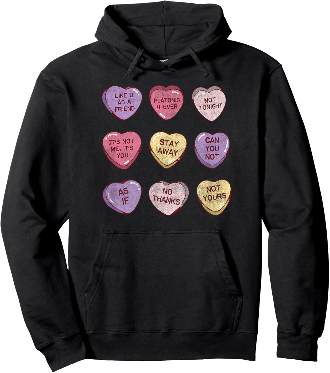 Anti Valentine's Day Candy Hearts Cute Funny Valentine Hoodie - Hoodie | Black