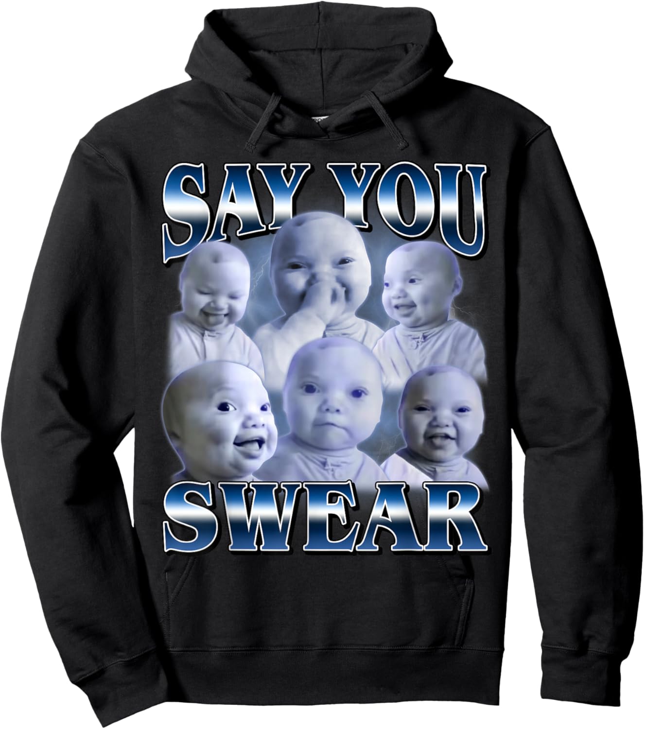 Ai Baby Funny Laughing Say You Swear Holding Laugh Brainrot Hoodie - Hoodie | Black