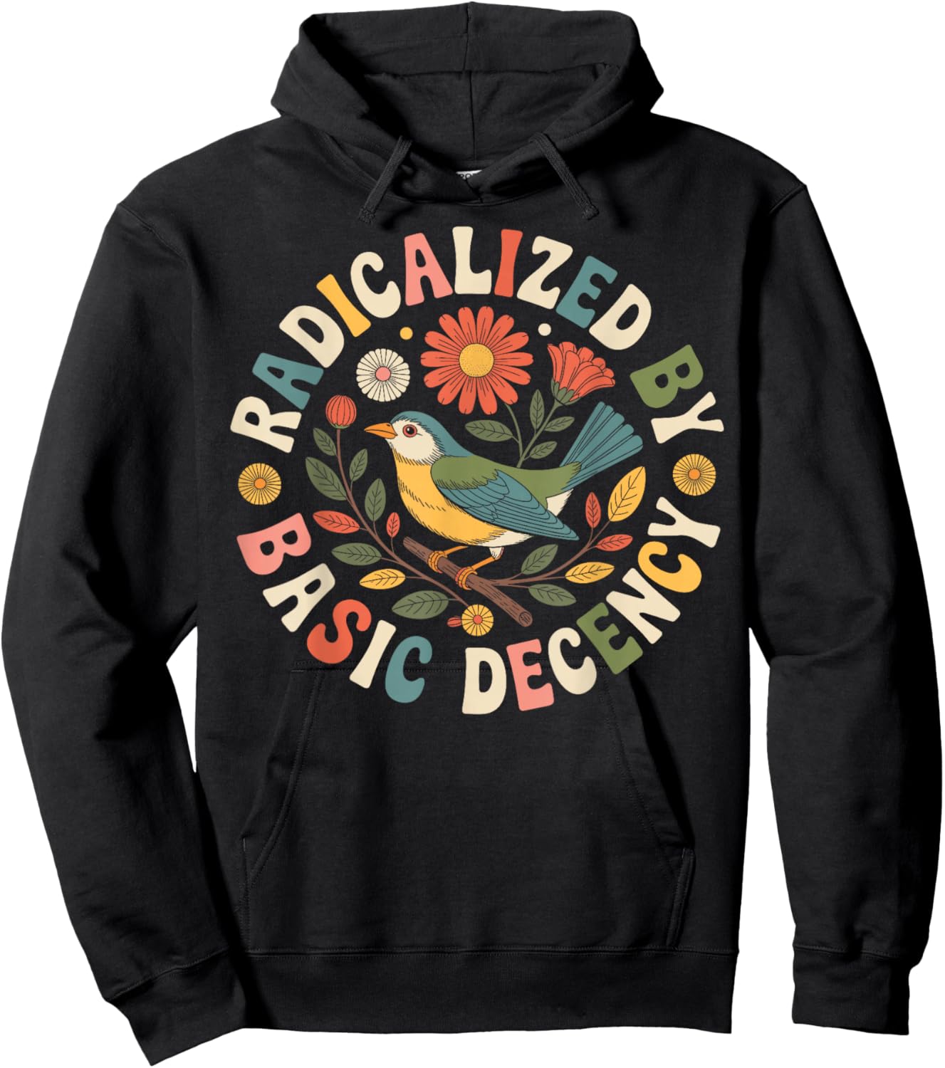 Radicalized by Basic Decency Retro Bird Peace Women Hoodie - Hoodie | Black
