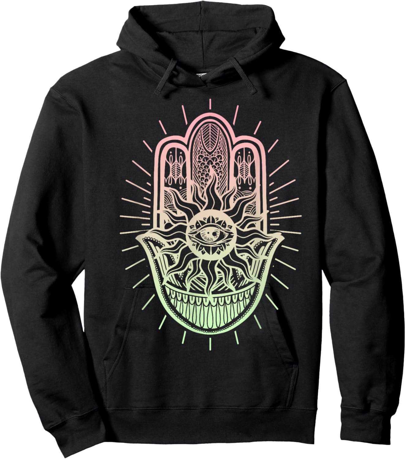 Hand of Fatima/Hamsa/S-XXXL/Esoteric/Yoga/Meditation Hoodie - Hoodie | Black