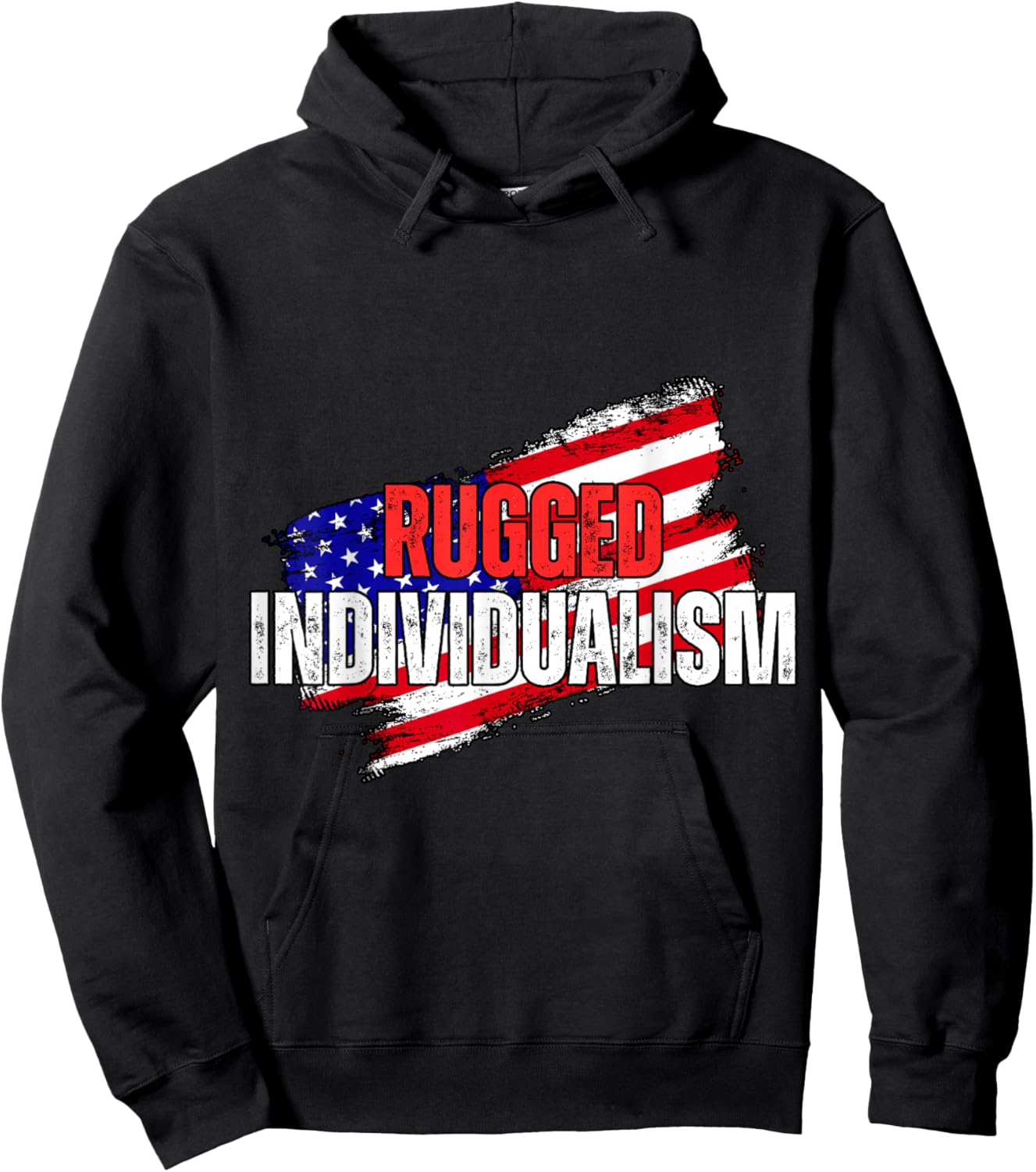 Rugged Individualism, Distressed USA Flag American Grit Hoodie - Hoodie | Black