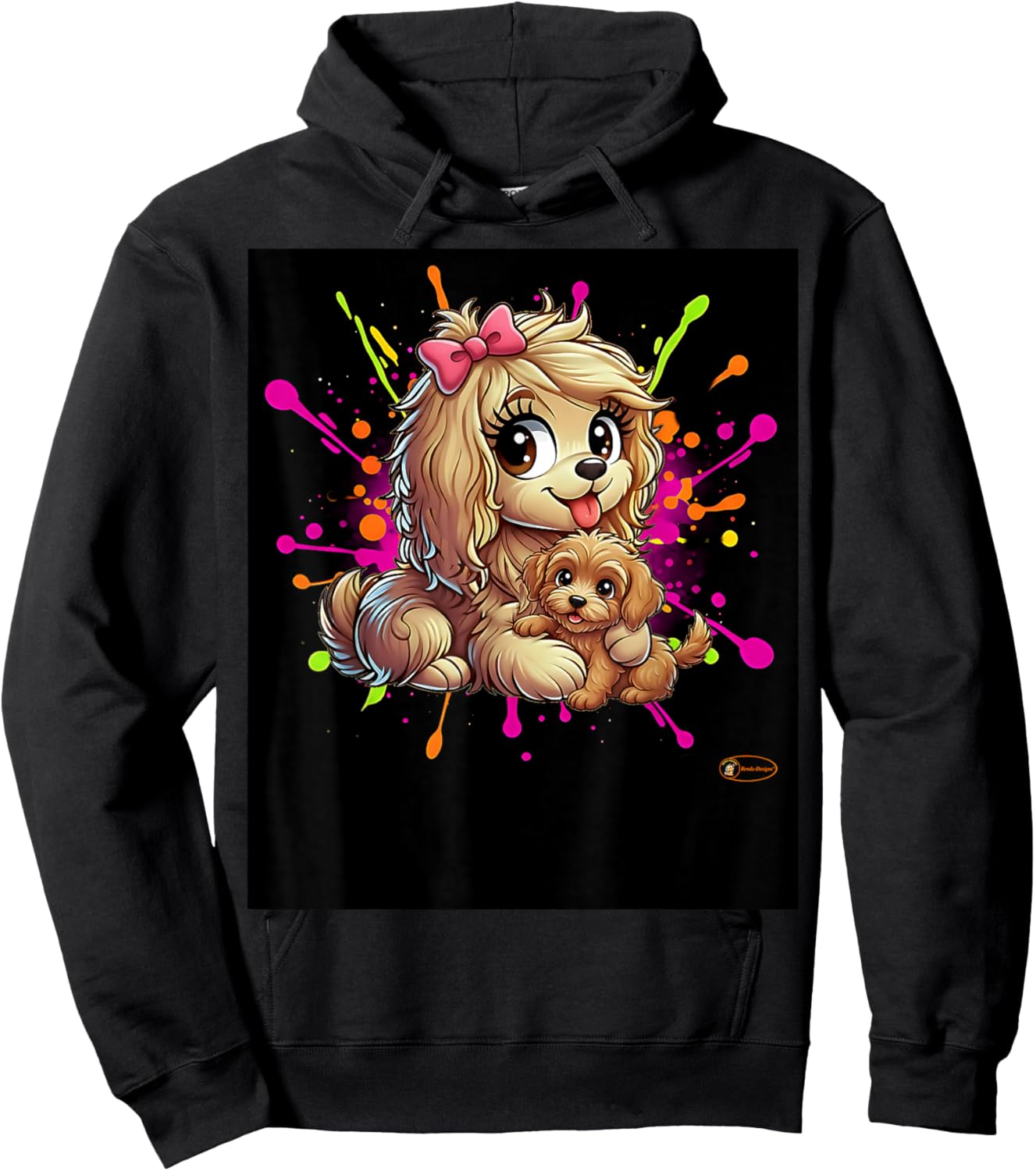 Cute Puppy Love Cartoon Design for Kids and Dog Lovers Hoodie - Hoodie | Black