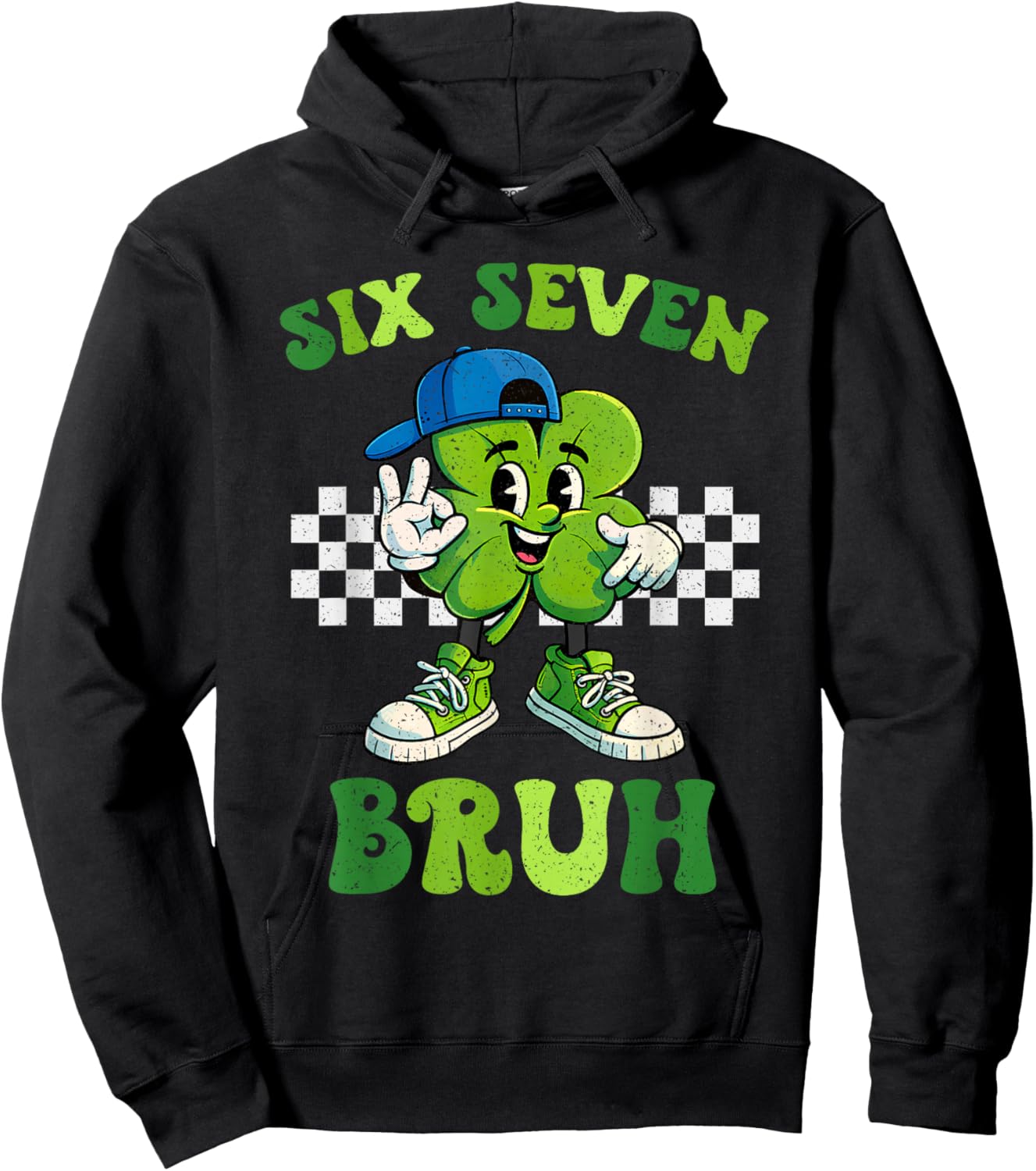 Six Seven Bruh 67 Meme St Patricks Day for Boys Youth Kids Hoodie - Hoodie | Black