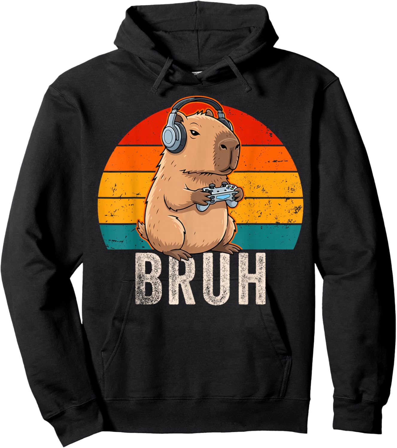 Bruh Video Games Funny Capybara Gamer Men Boys Teens Gaming Hoodie - Hoodie | Black