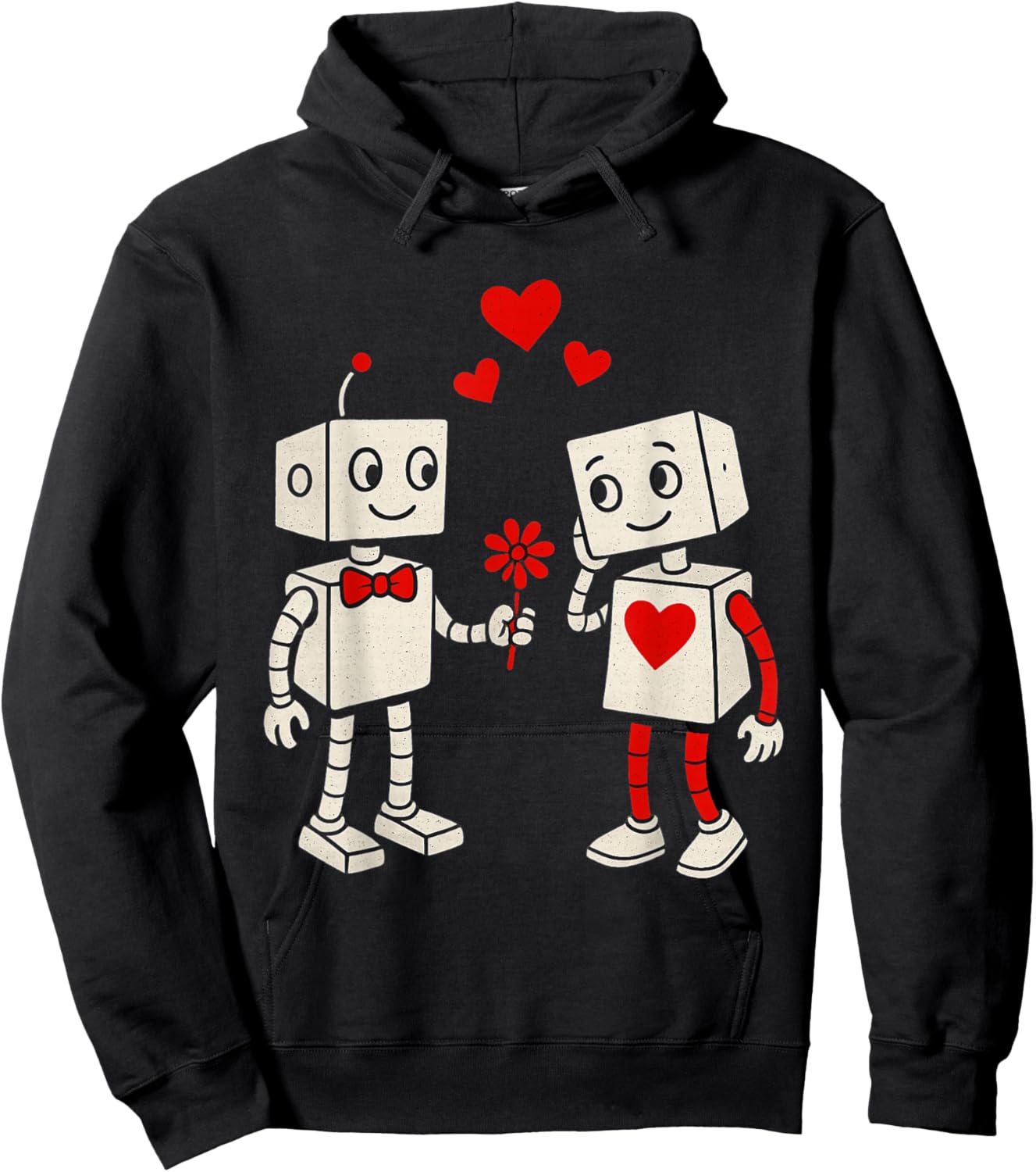 Valentines Day Robots Couple Love Story Hoodie - Hoodie | Black