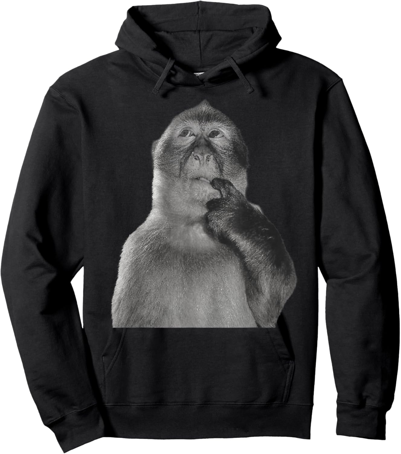 Funny Thinking Monkey Dank Meme Gen Z Joke Humor Hoodie - Hoodie | Black