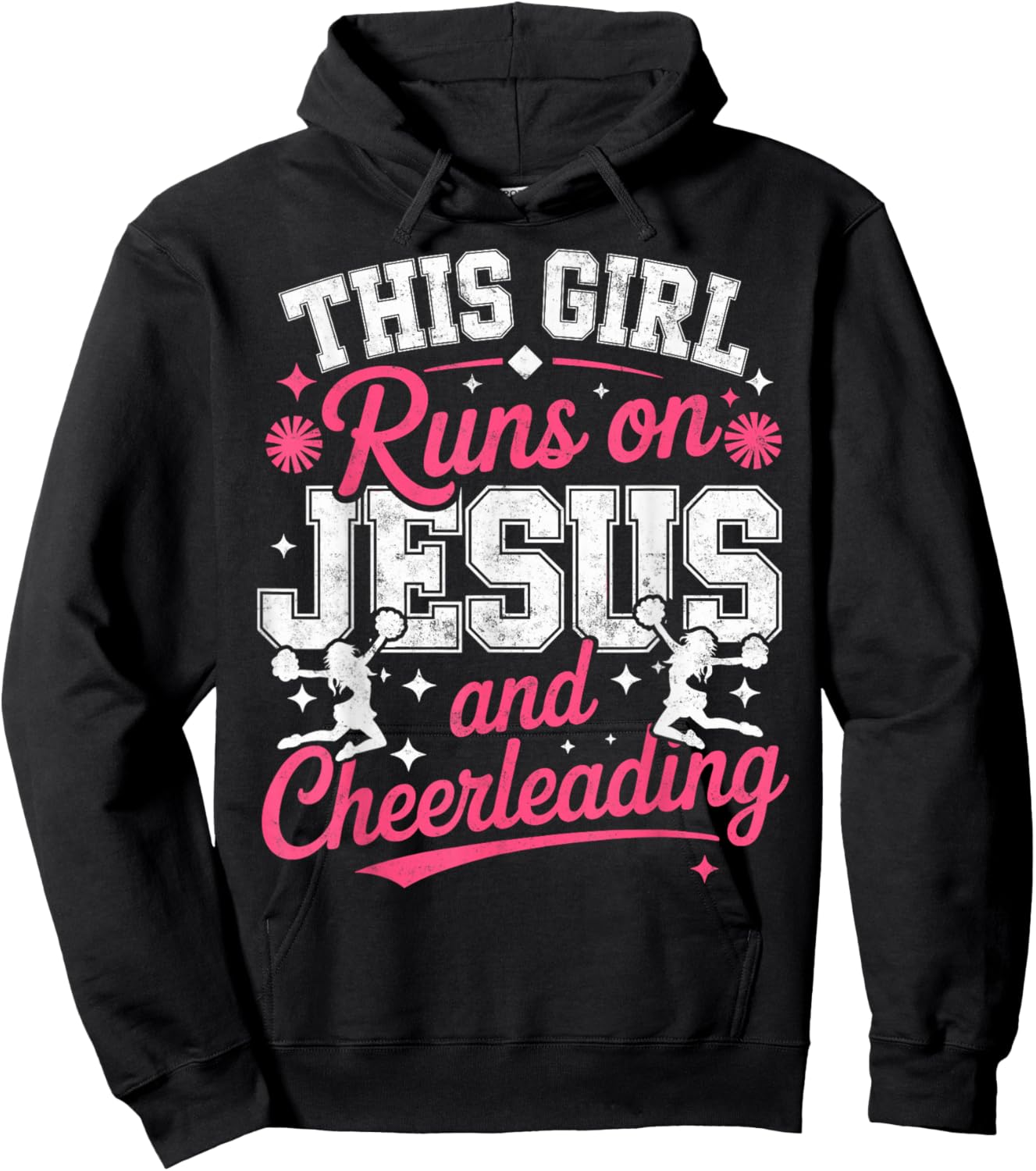 Christian Cheerleader This Girl Runs On Jesus & Cheerleading Hoodie - Hoodie | Black