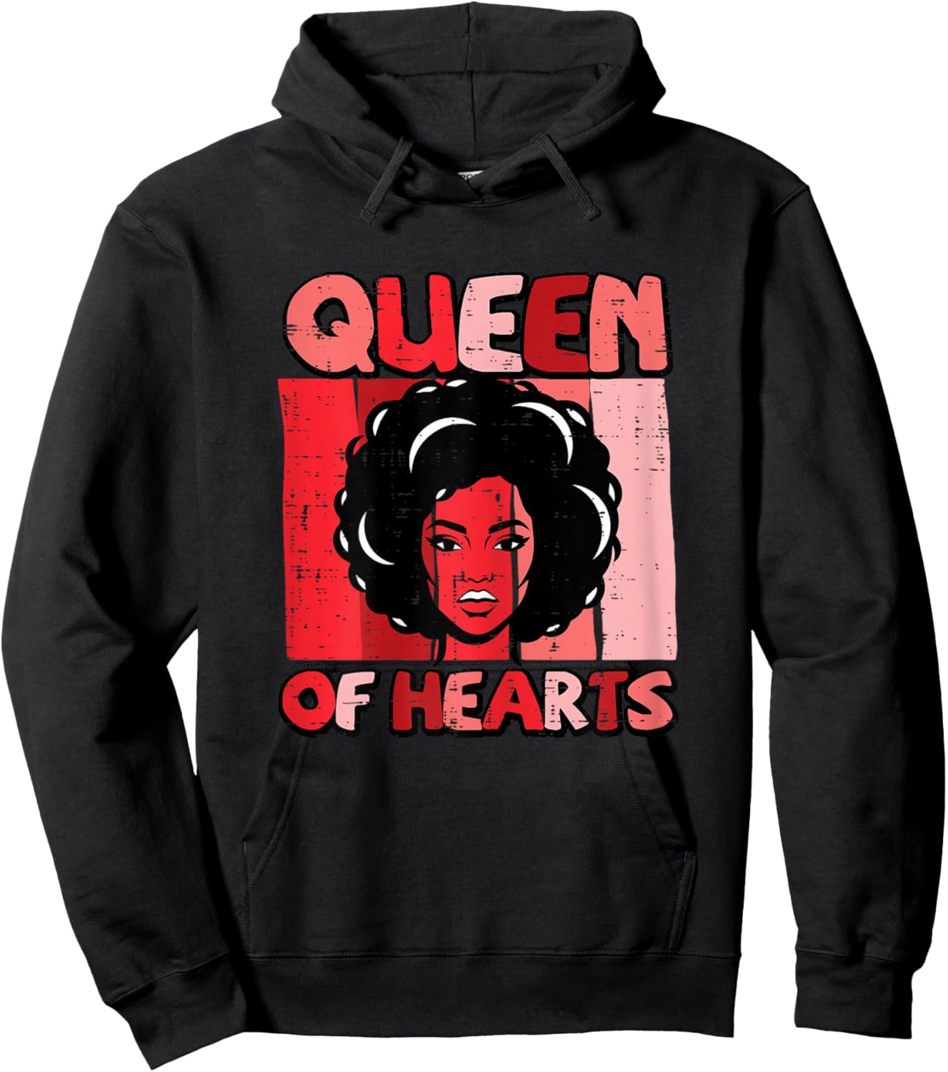 Valentines Day African Woman Queen of Hearts Retro Women Hoodie - Hoodie | Black