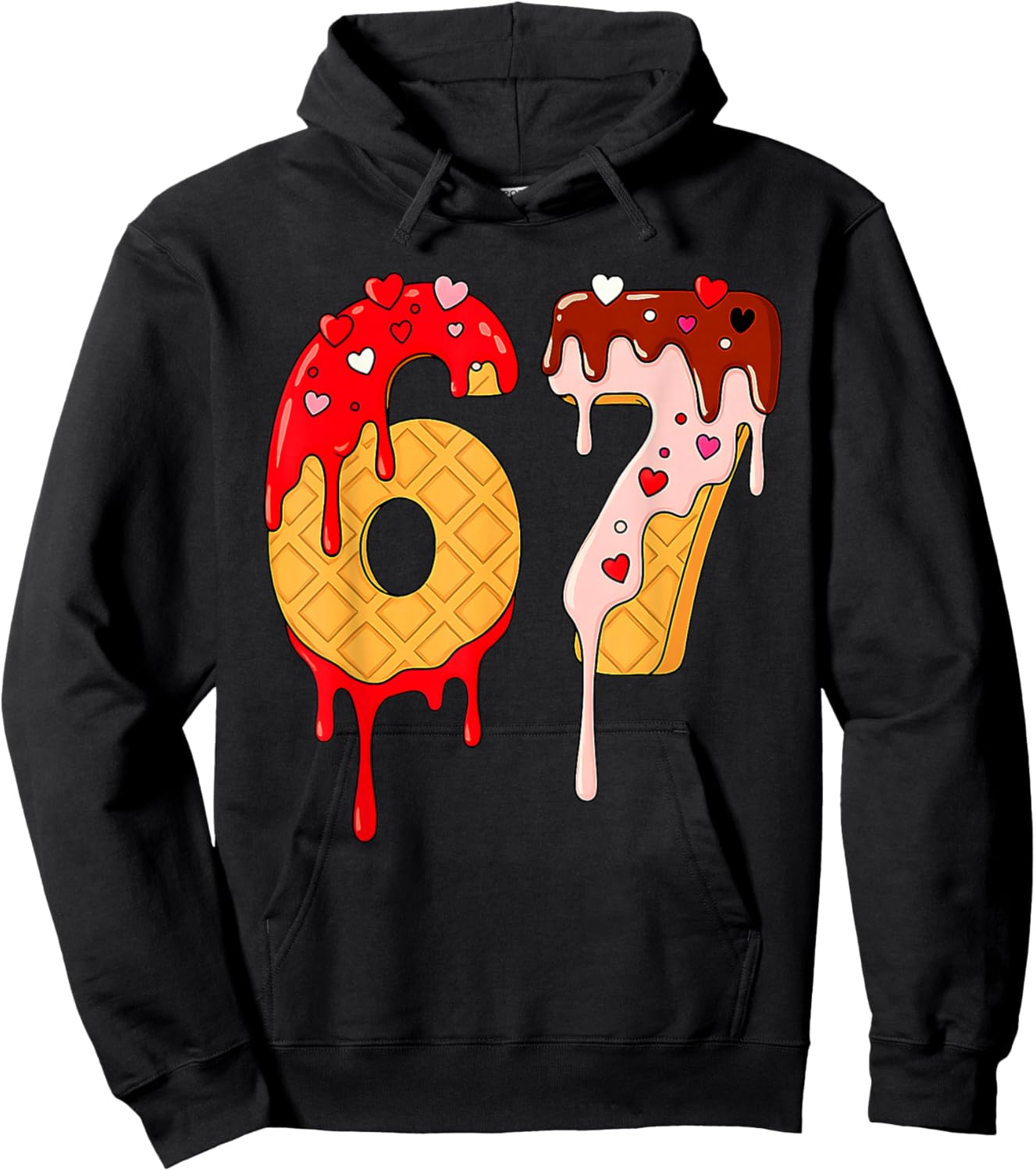 67 Ice Cream Drip Meme Funny Six Seven Valentine Days Hoodie - Hoodie | Black