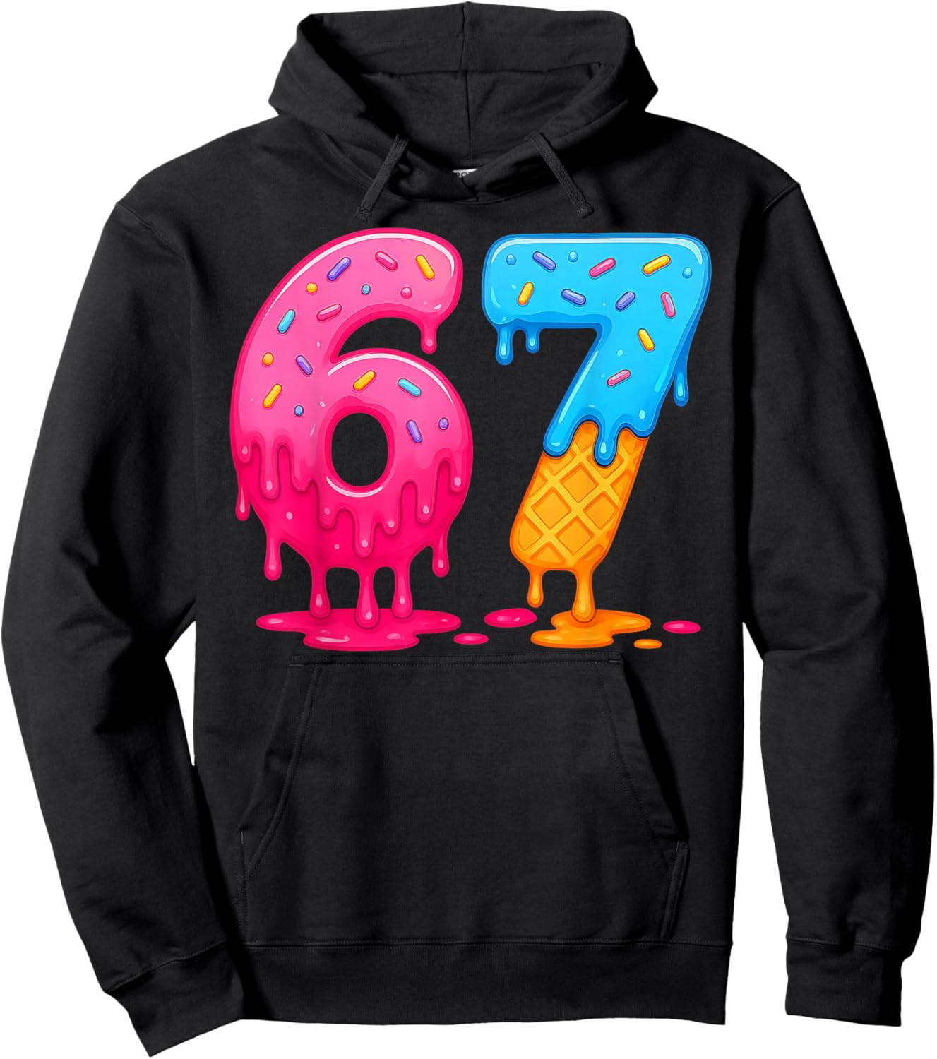 6 7 Meme Six Seven Ice Cream Drip Hoodie - Hoodie | Black
