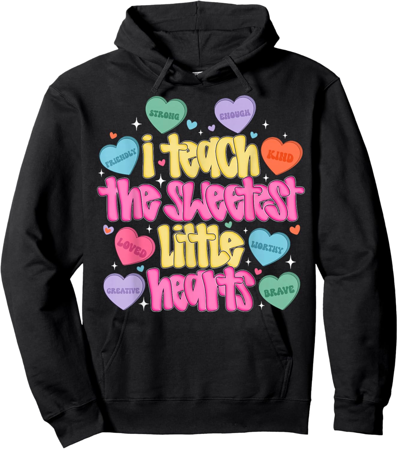I Teach The Sweetest Hearts Funny Teacher Valentine Hoodie - Hoodie | Black