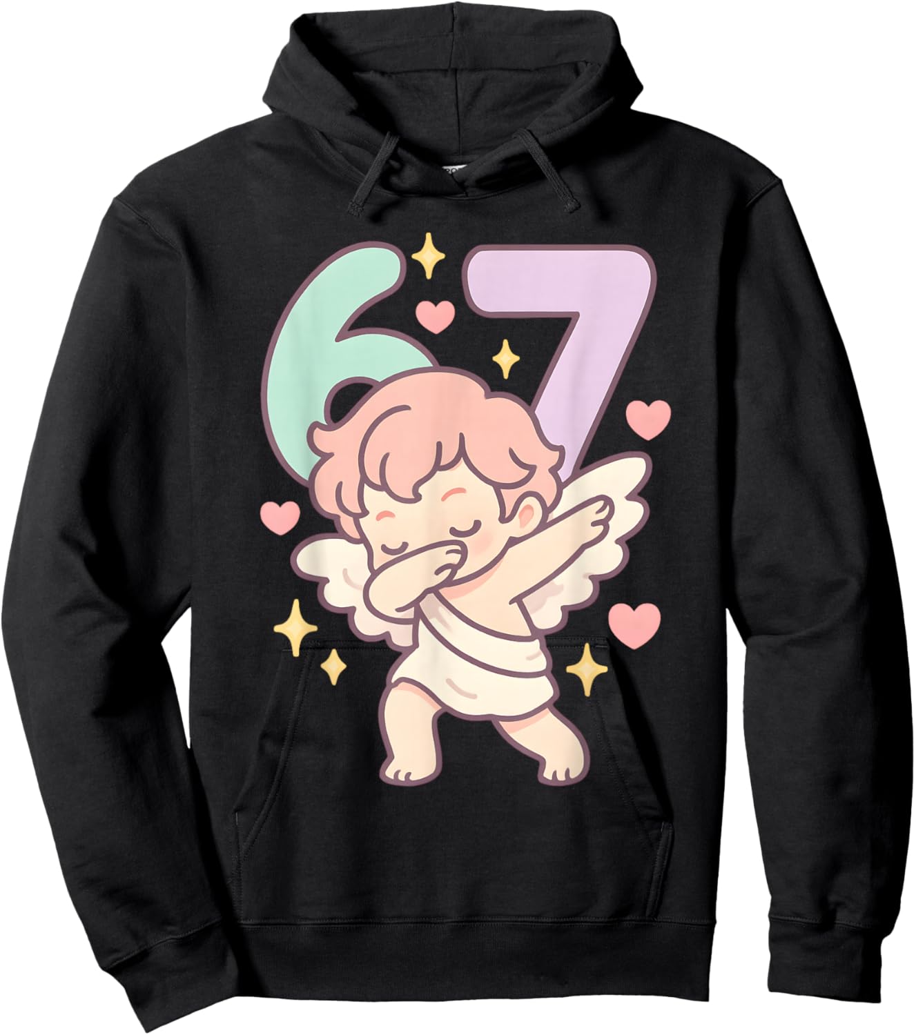 Valentines Day Dabbing 67 Pastel Chibi Cupid Funny Dancing Hoodie - Hoodie | Black