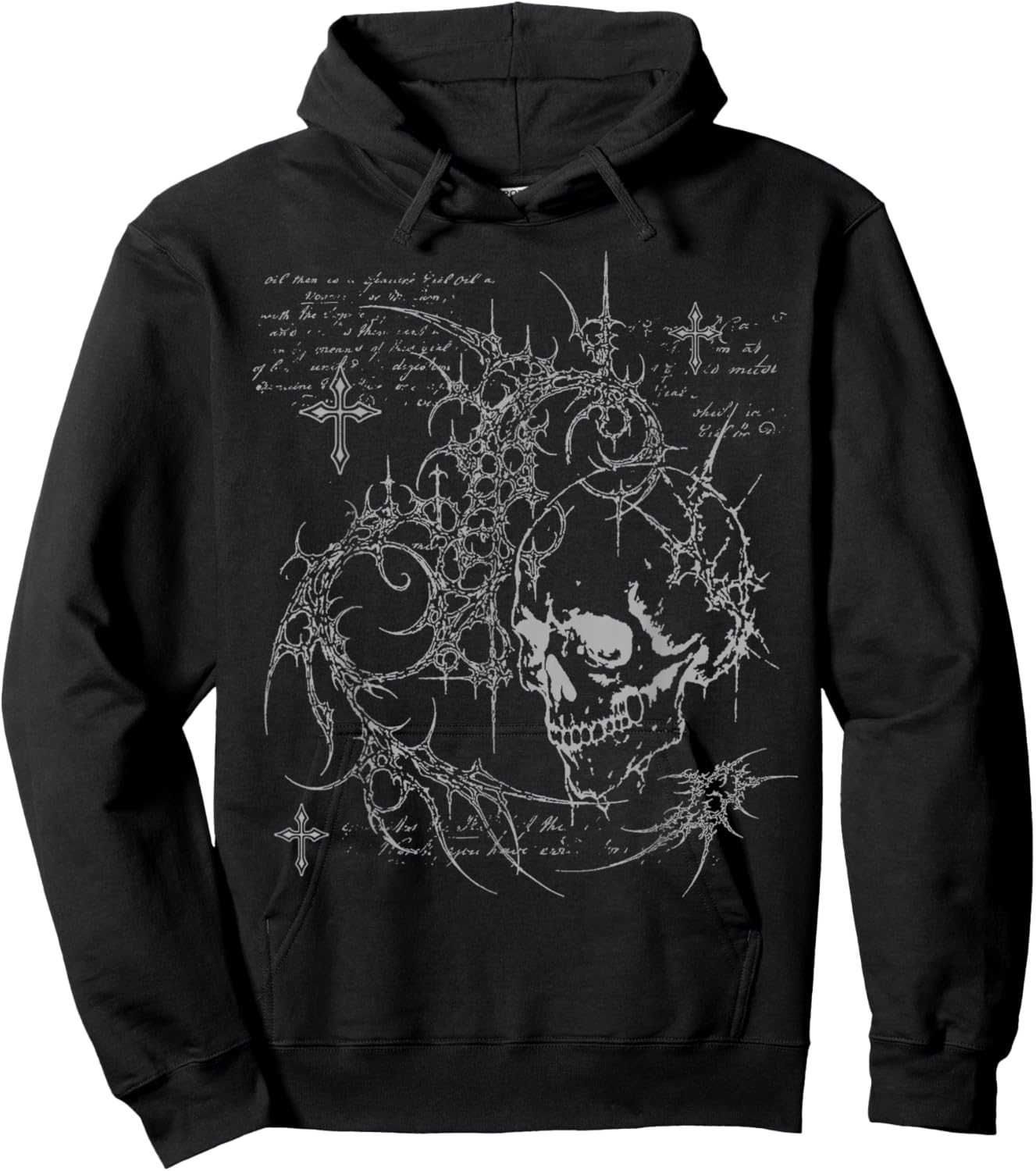 Y2K Grunge Goth Alt Skull Sigilism Vintage Graphic Hoodie - Hoodie | Black