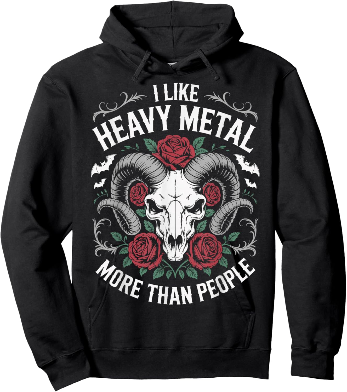 I Like Heavy Metal More Than People Hoodie - Hoodie | Black