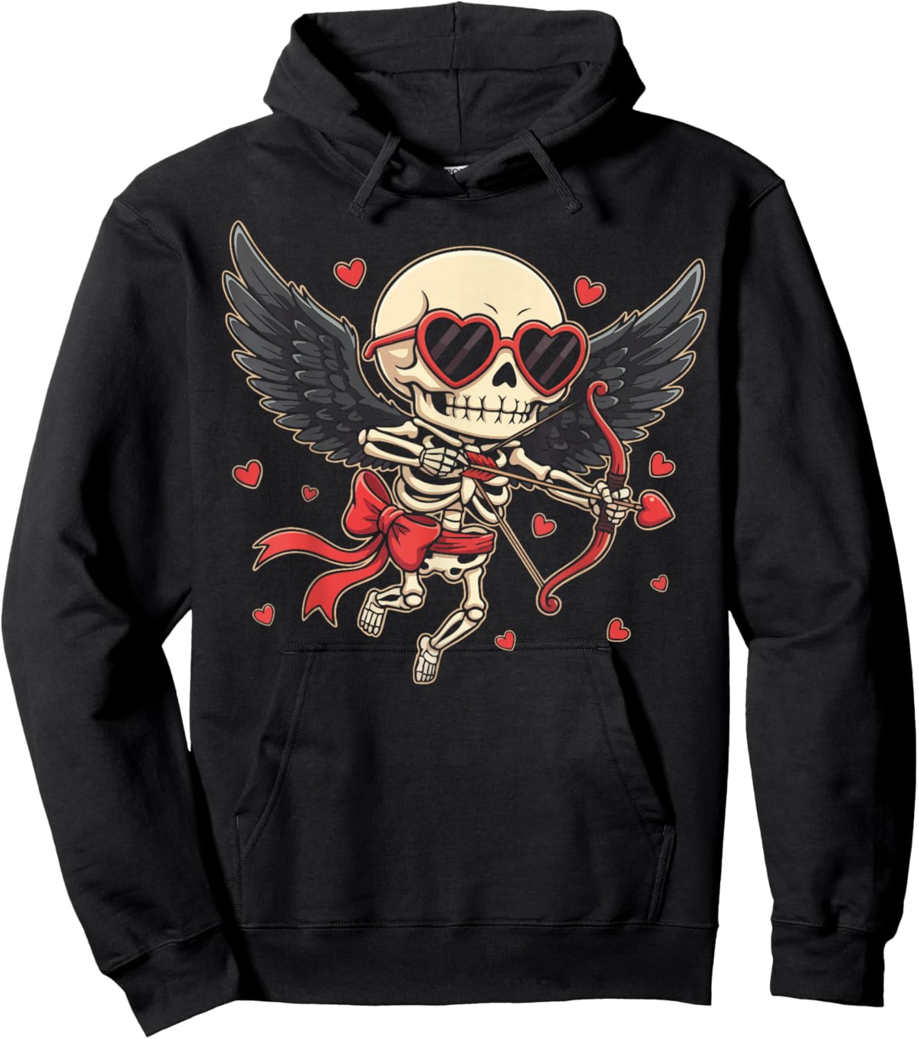 Skeleton Cupid Dark Valentine Romantic Kawaii Funny Gothic Hoodie - Hoodie | Black